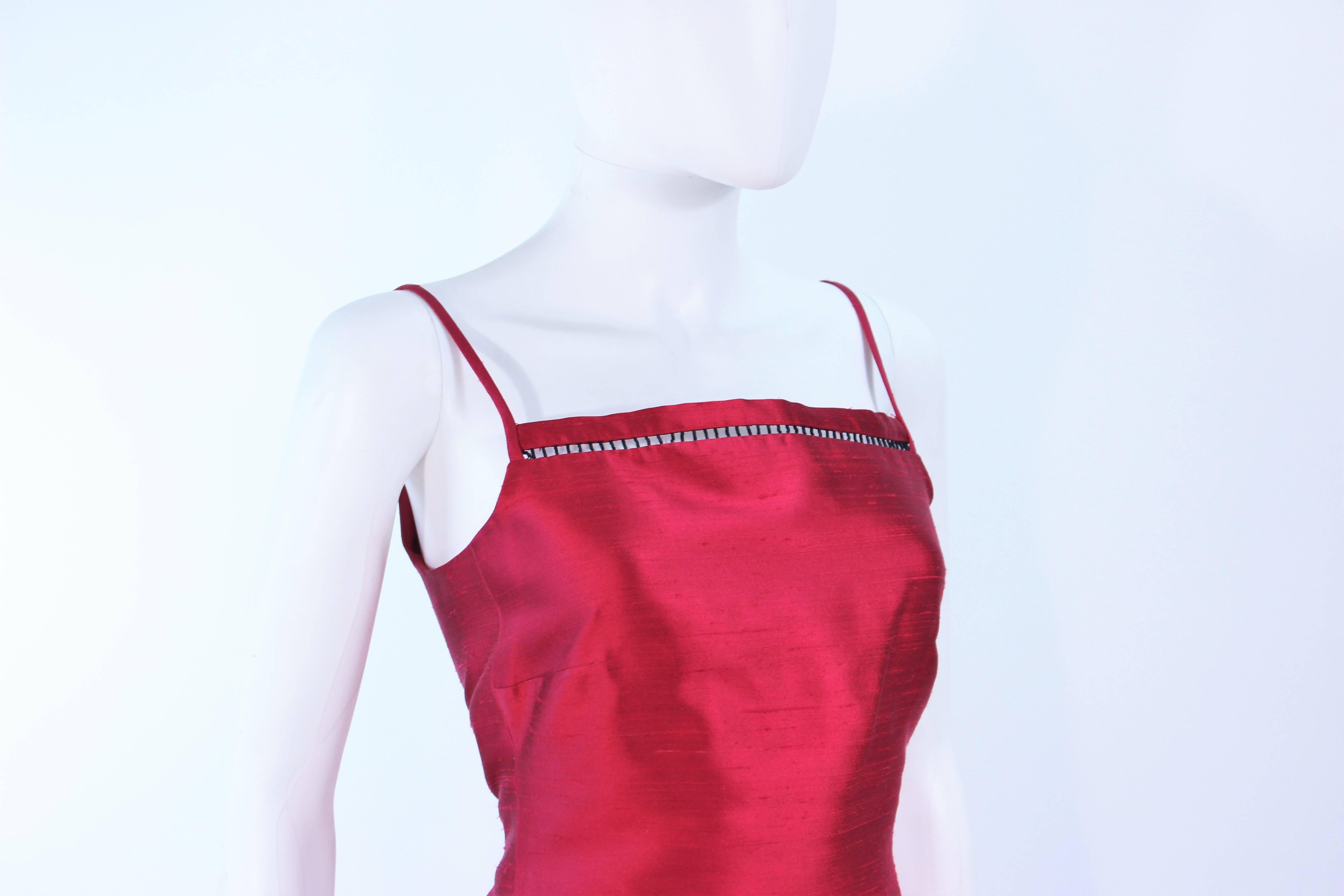 OSCAR DE LA RENTA Cranberry Silk Cocktail Dress with Beaded Bust Detail Size 8 1