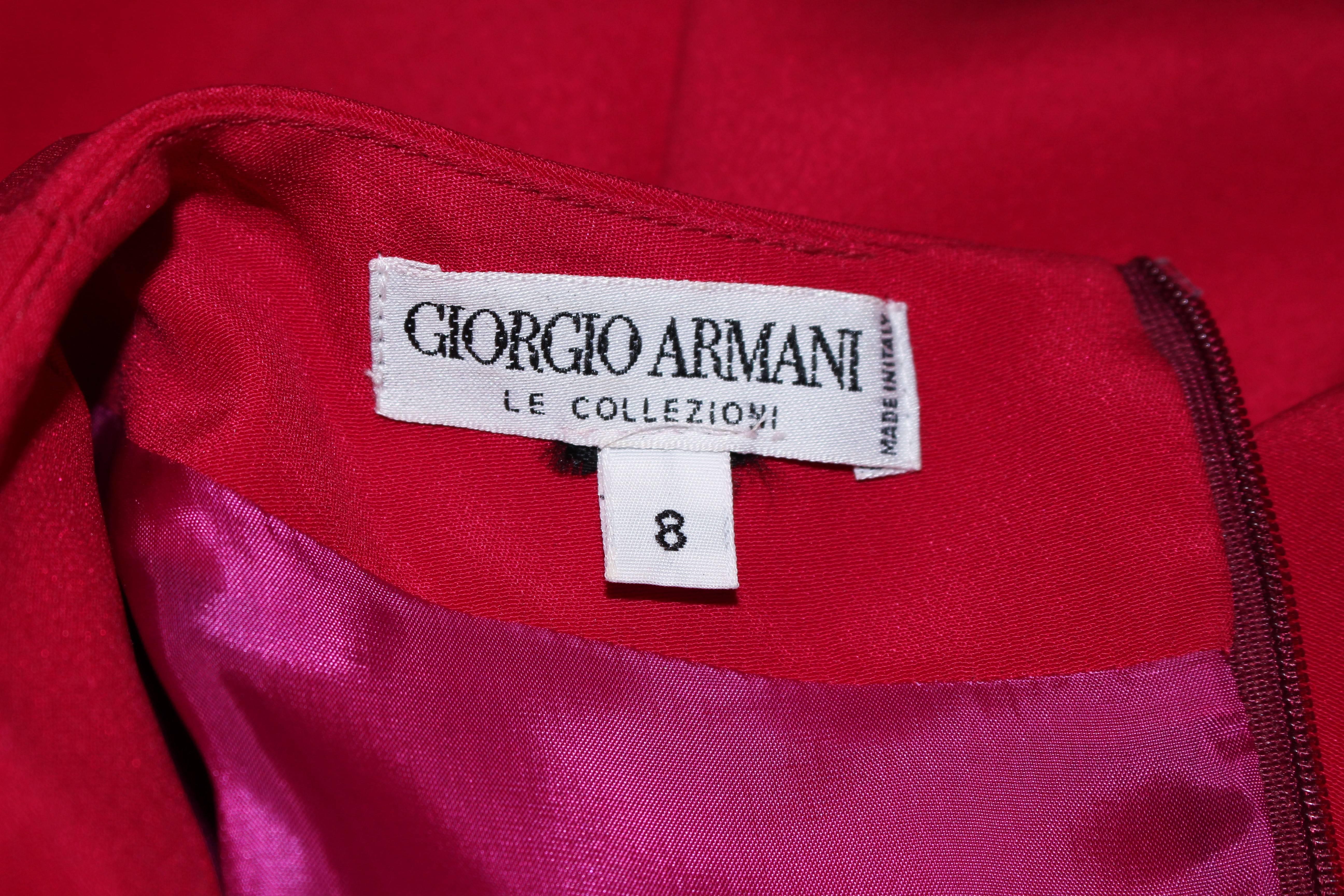 ARMANI Magenta Drape Silk Cocktail Dress Size 8 10 For Sale 2