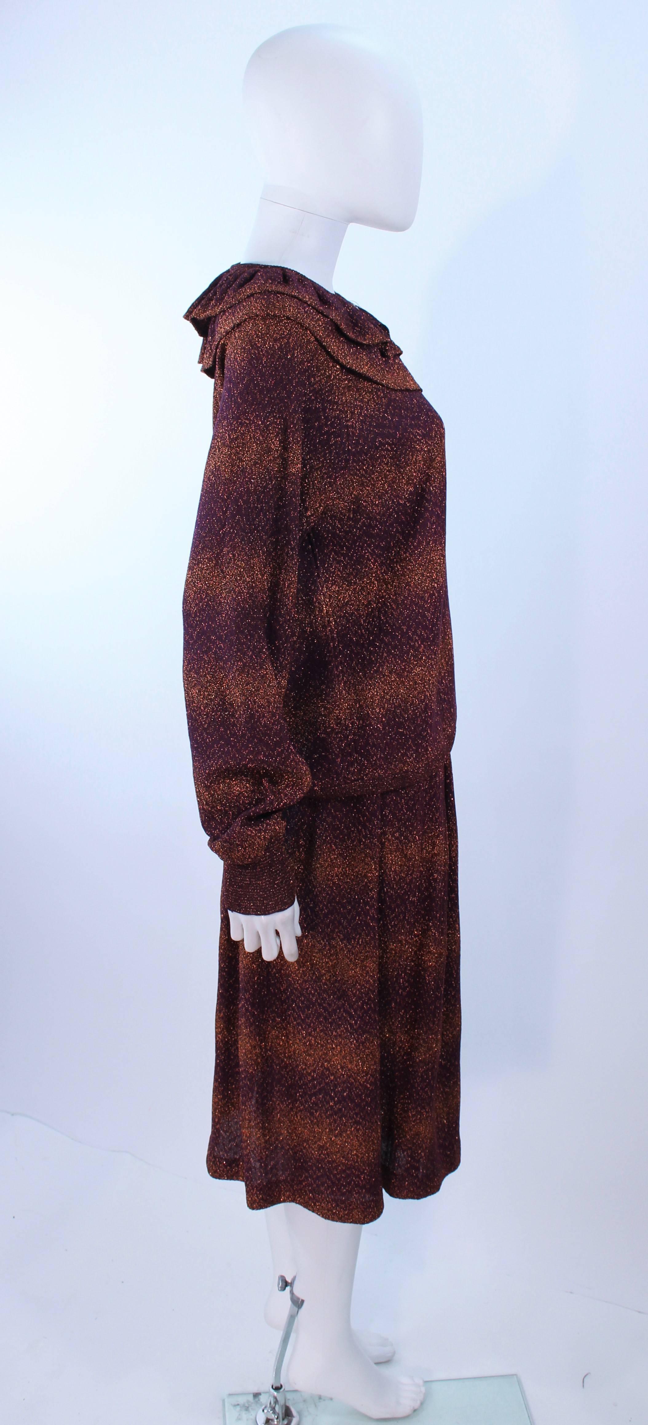 Black MISSONI Bronze and Purple Metallic Knit Skirt Set Size 8 For Sale
