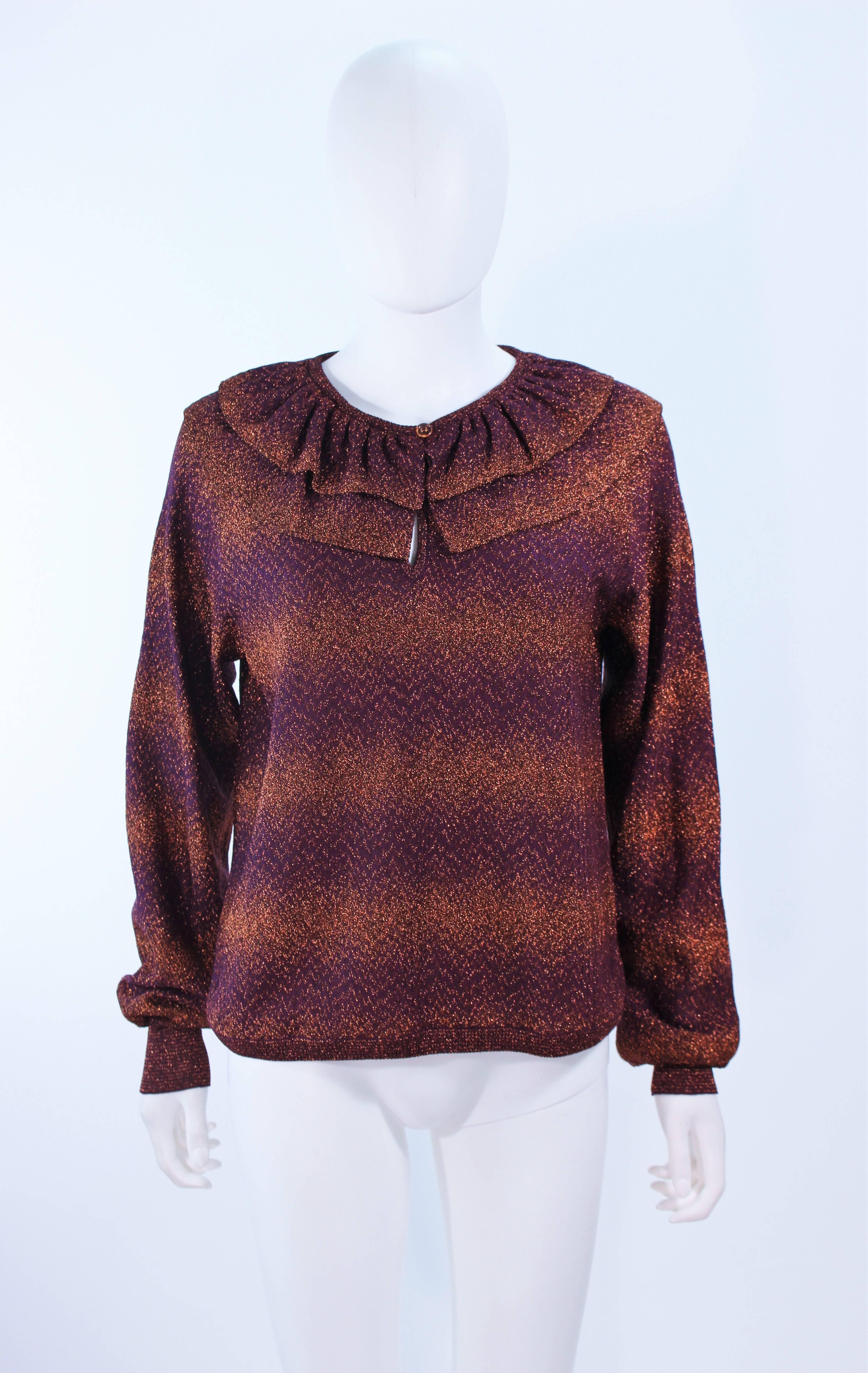 Women's MISSONI Bronze and Purple Metallic Knit Skirt Set Size 8 For Sale