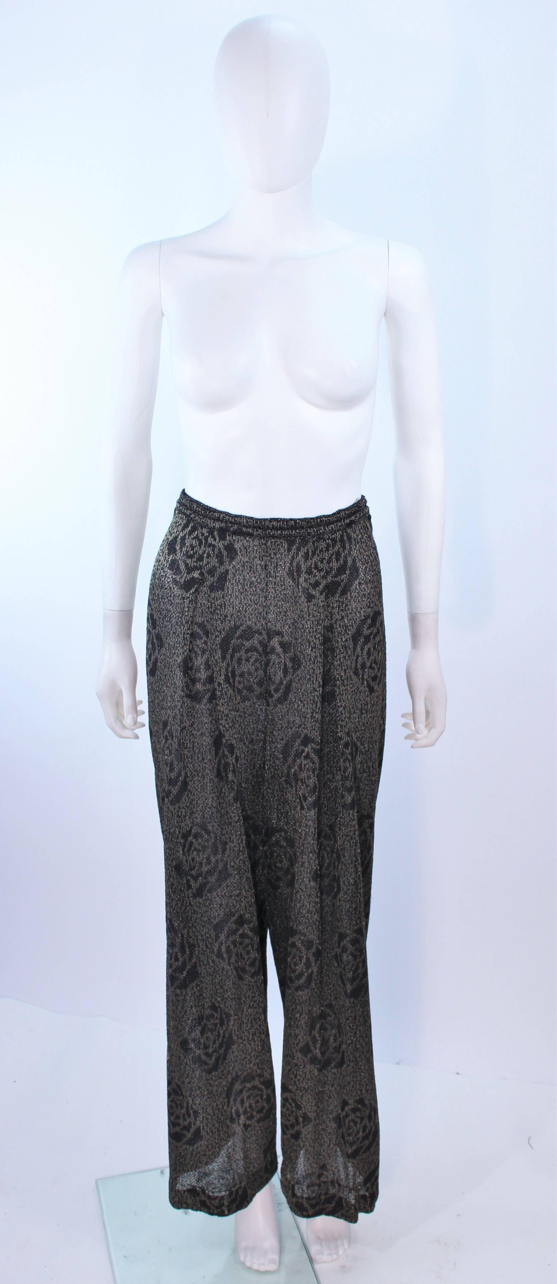 MISSONI Black and Gold Floral Metallic Knit Pant Set Size Size Medium Large 46 For Sale 4