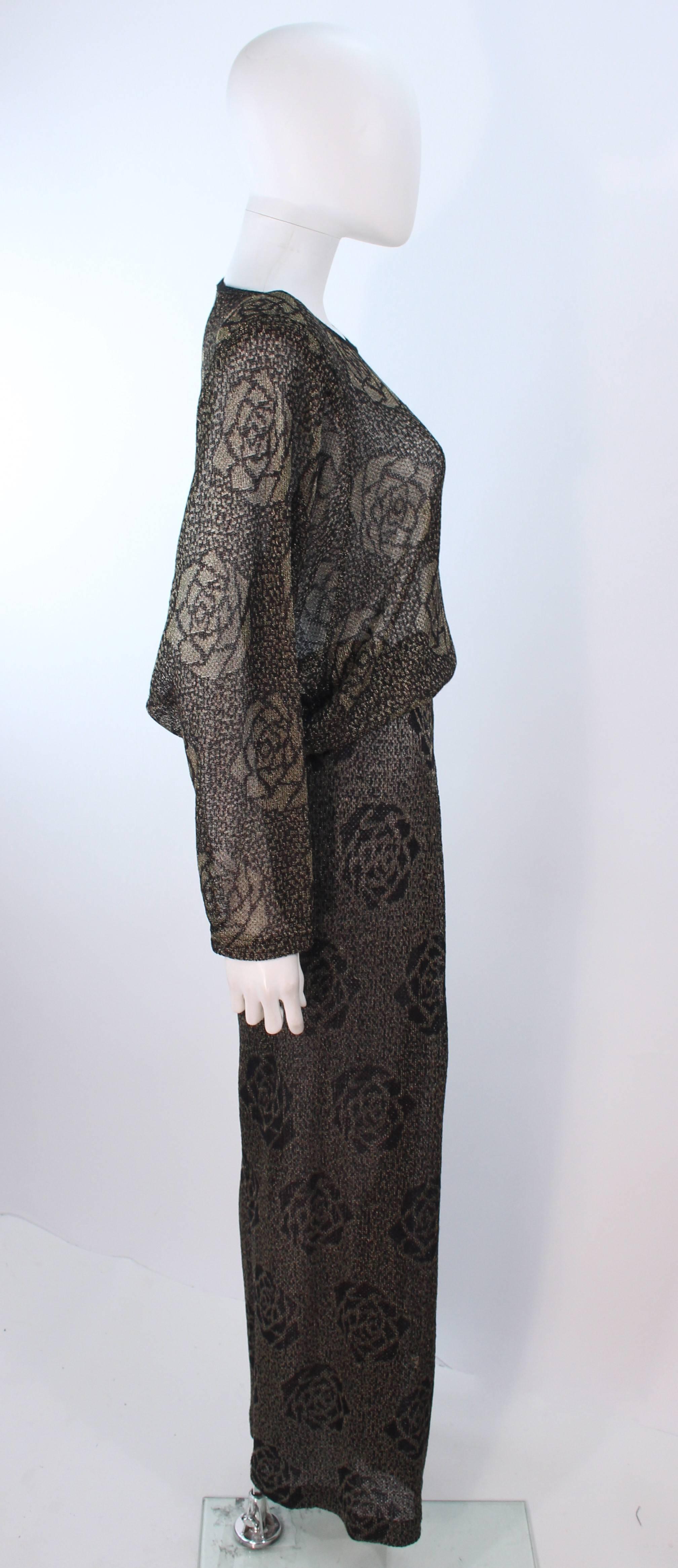 MISSONI Black and Gold Floral Metallic Knit Pant Set Size Size Medium Large 46 For Sale 1
