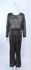 MISSONI Black and Gold Floral Metallic Knit Pant Set Size Size Medium Large 46