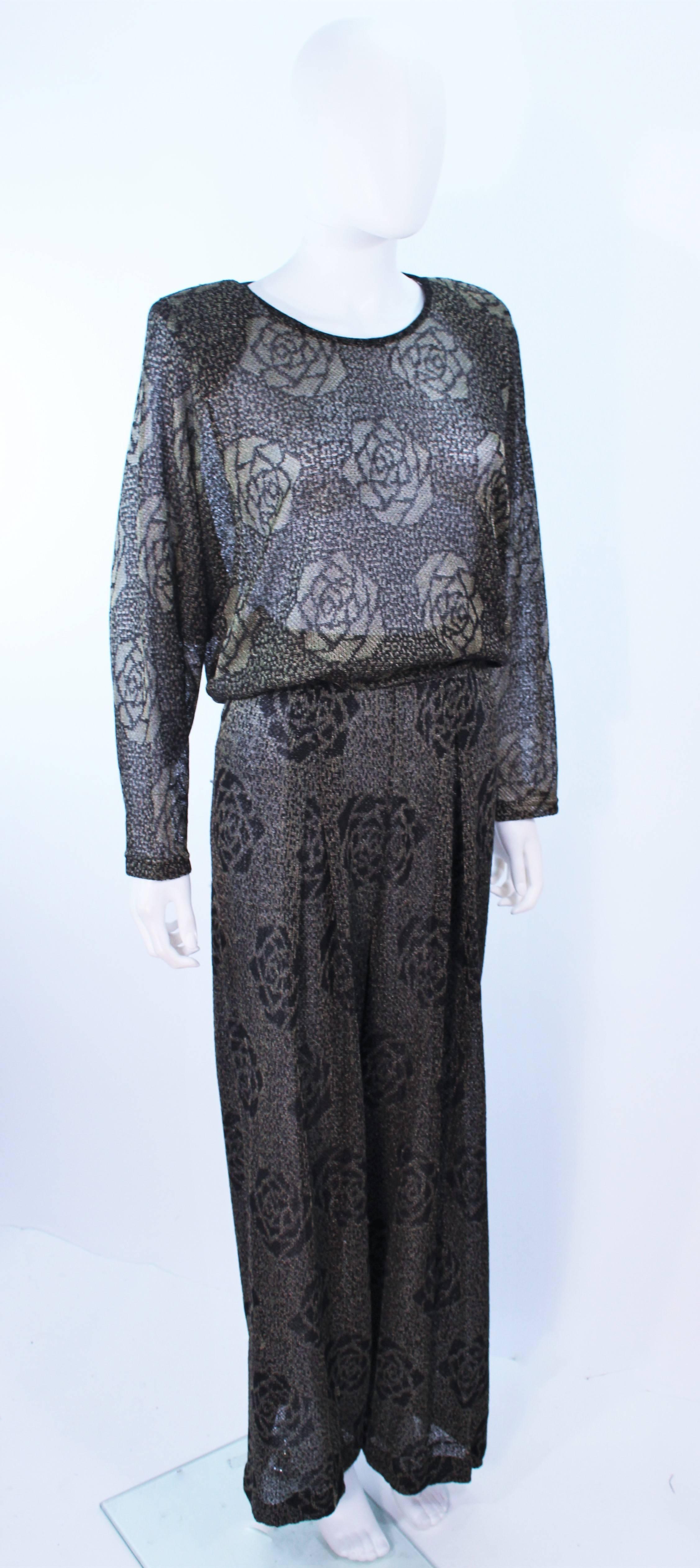 MISSONI Black and Gold Floral Metallic Knit Pant Set Size Size Medium ...