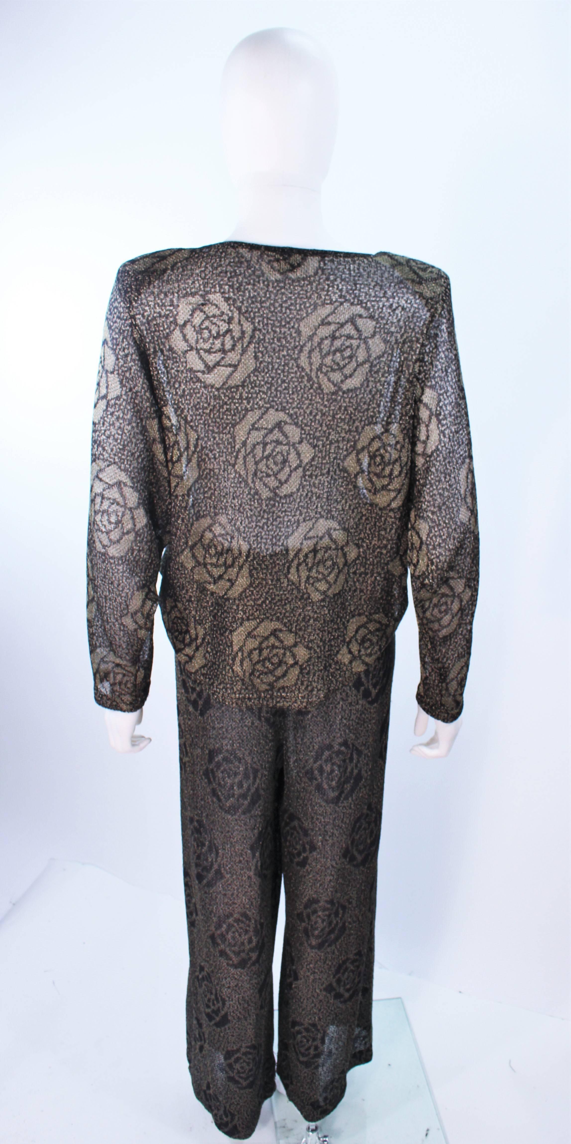 MISSONI Black and Gold Floral Metallic Knit Pant Set Size Size Medium Large 46 For Sale 2