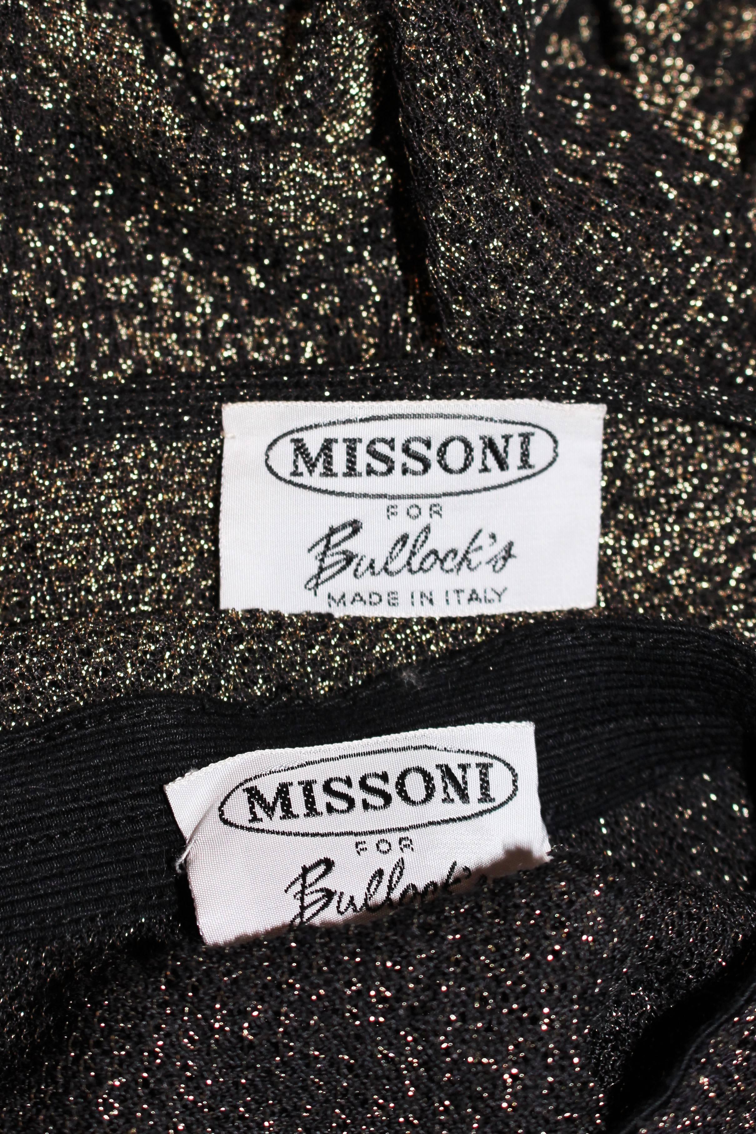 MISSONI Black and Gold Floral Metallic Knit Pant Set Size Size Medium Large 46 For Sale 5