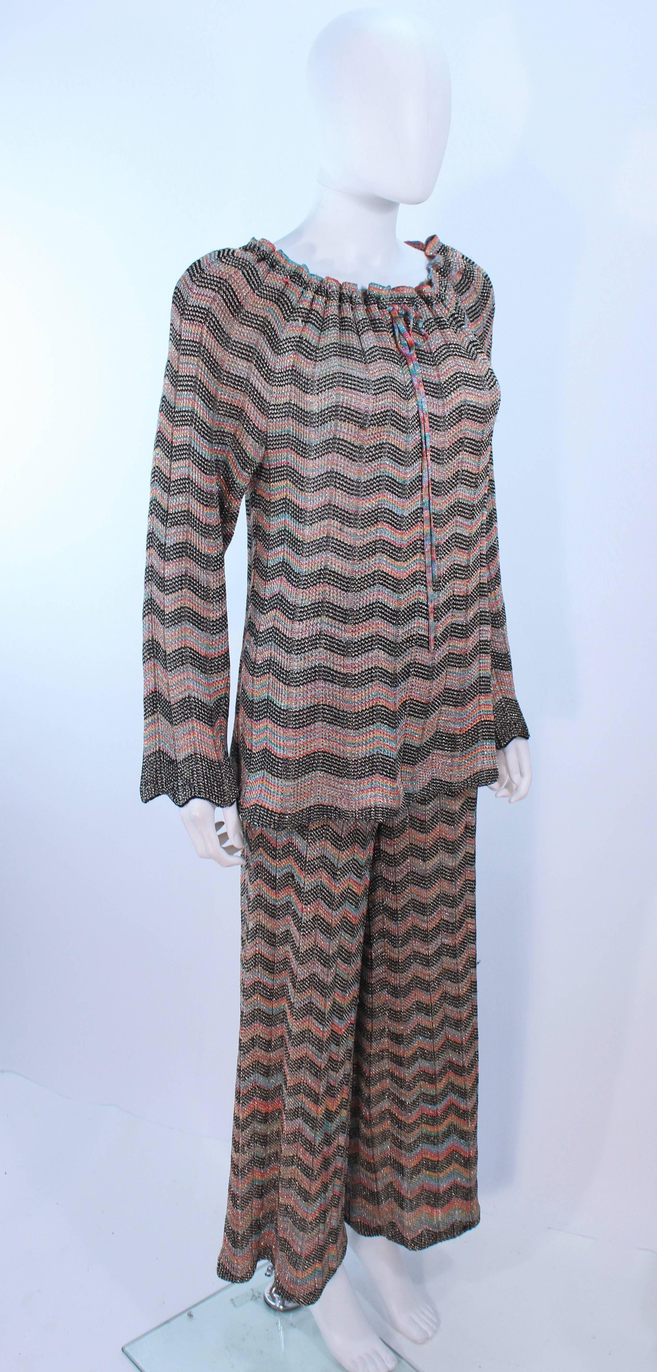MISSONI Gold and Black Zig Zag Pattern Metallic Knit Size 46 In Excellent Condition For Sale In Los Angeles, CA