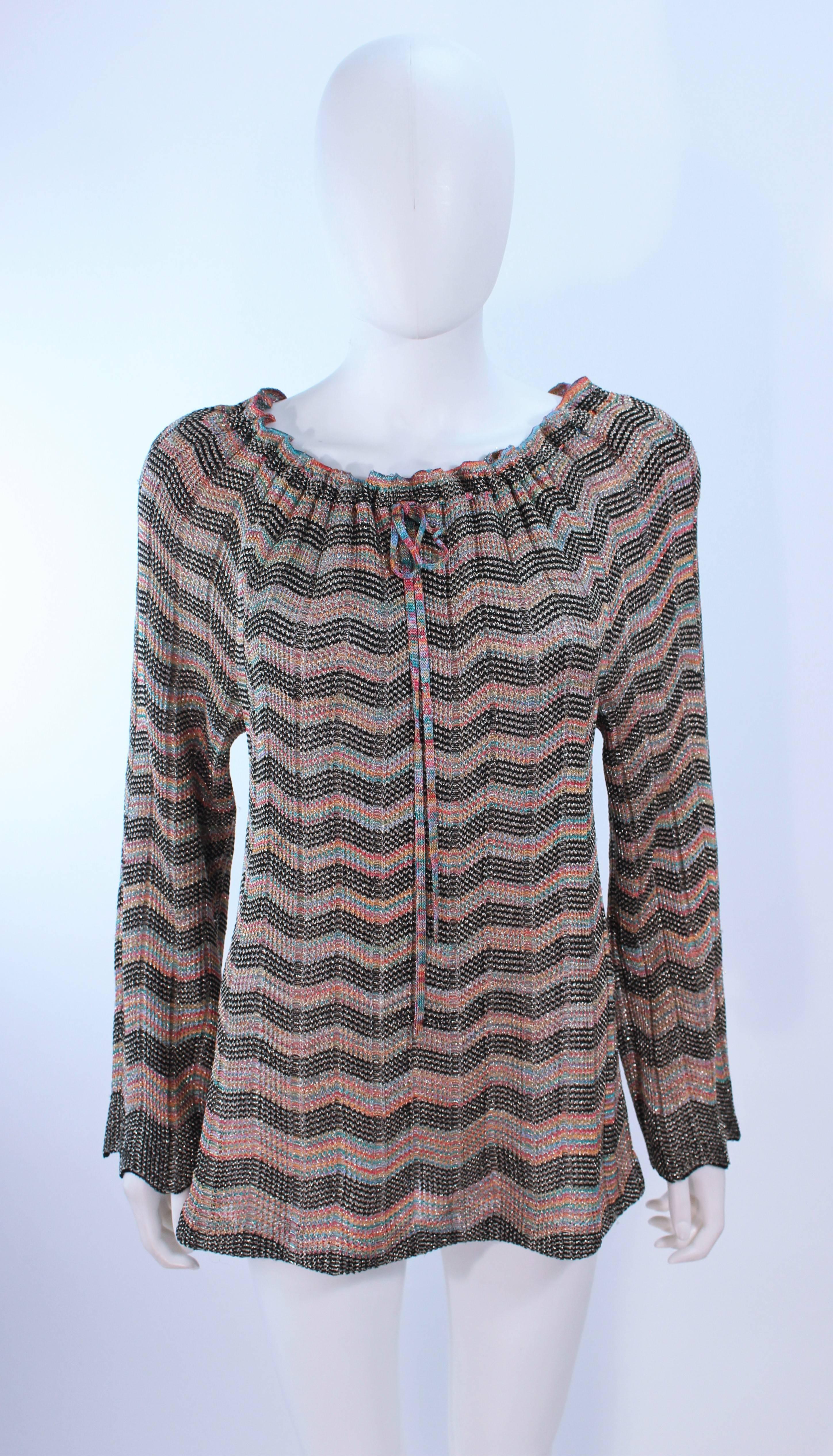 MISSONI Gold and Black Zig Zag Pattern Metallic Knit Size 46 For Sale 1