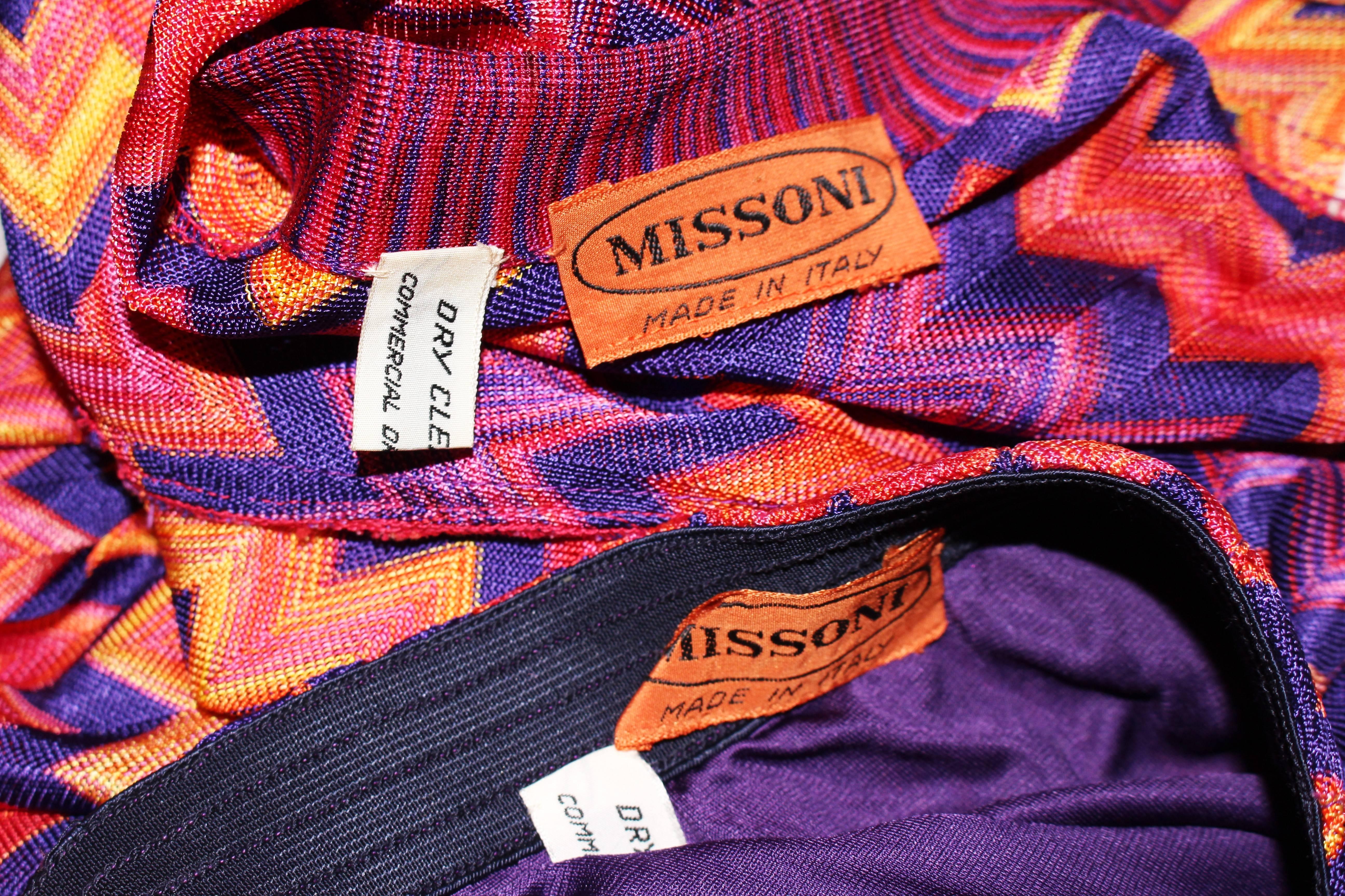 MISSONI Orange Purple Fuchsia Zig Zag Knit 4pc Ensemble Size 6 For Sale 5
