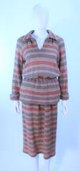 MISSONI Khaki Knit Wool Striped Skirt Set Size 8 10