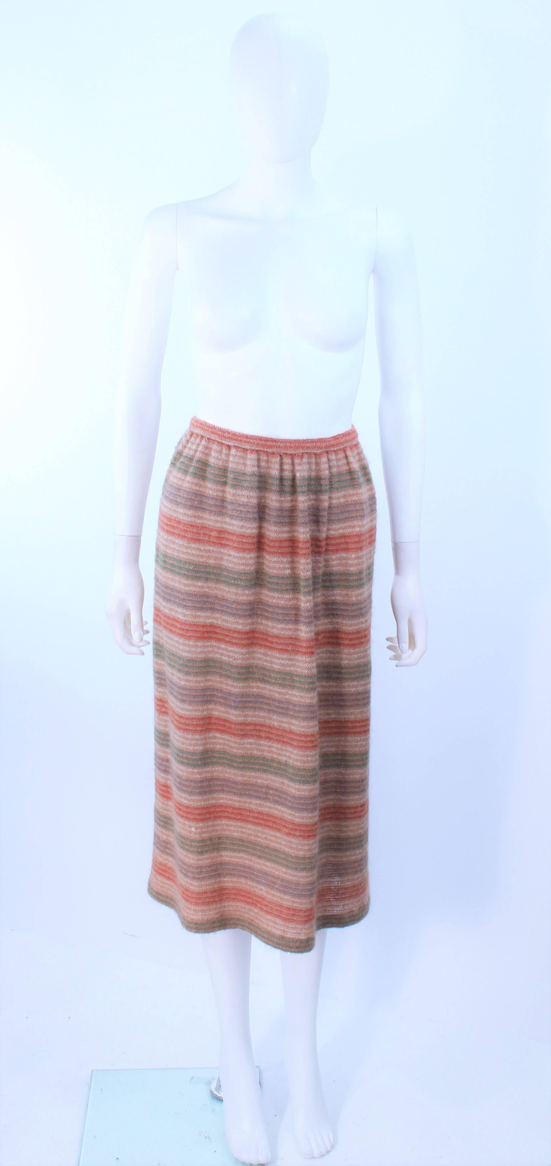 MISSONI Khaki Knit Wool Striped Skirt Set Size 8 10 For Sale 1