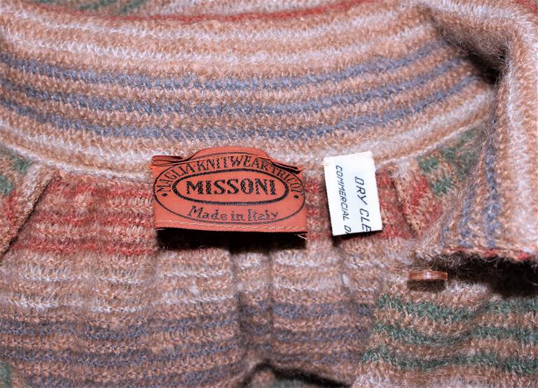 MISSONI Khaki Knit Wool Striped Skirt Set Size 8 10 For Sale at 1stDibs