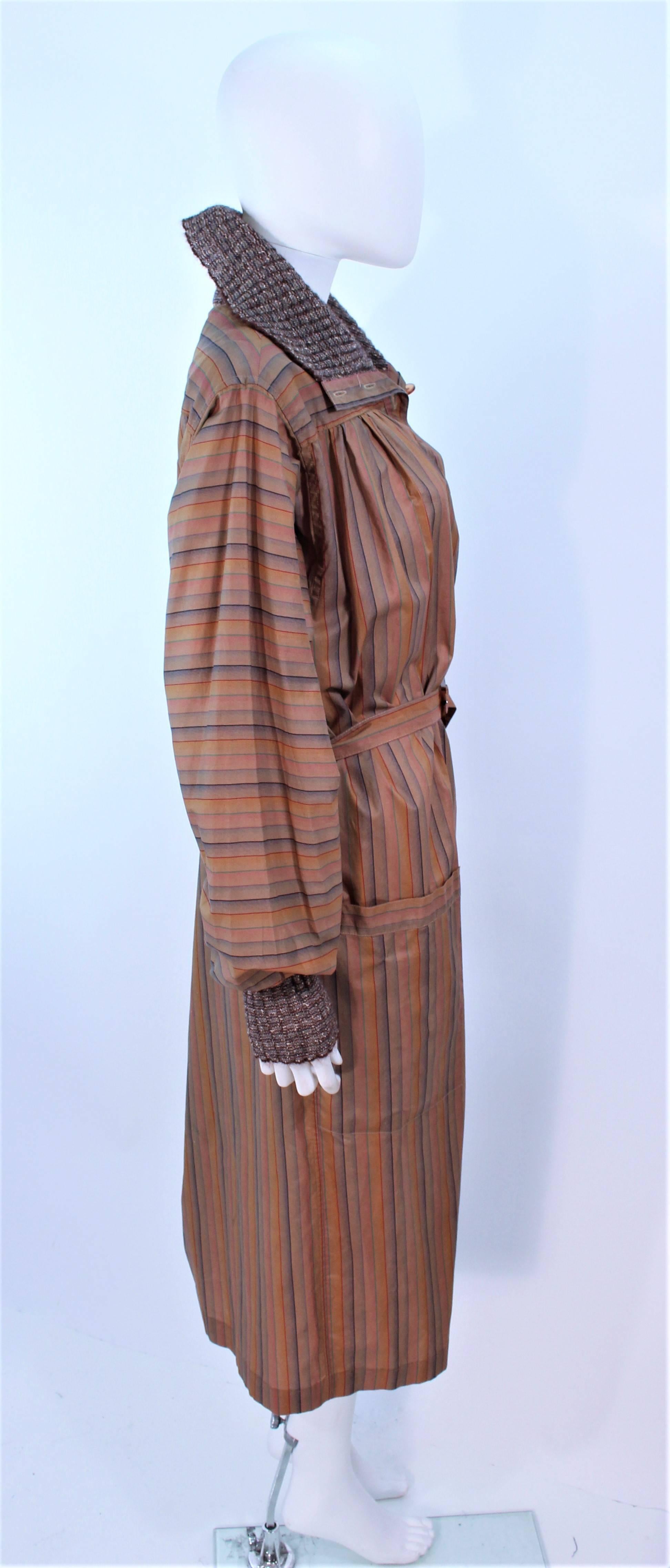 MISSONI Khaki Striped Coat with Knit Trim Size 10 For Sale 2