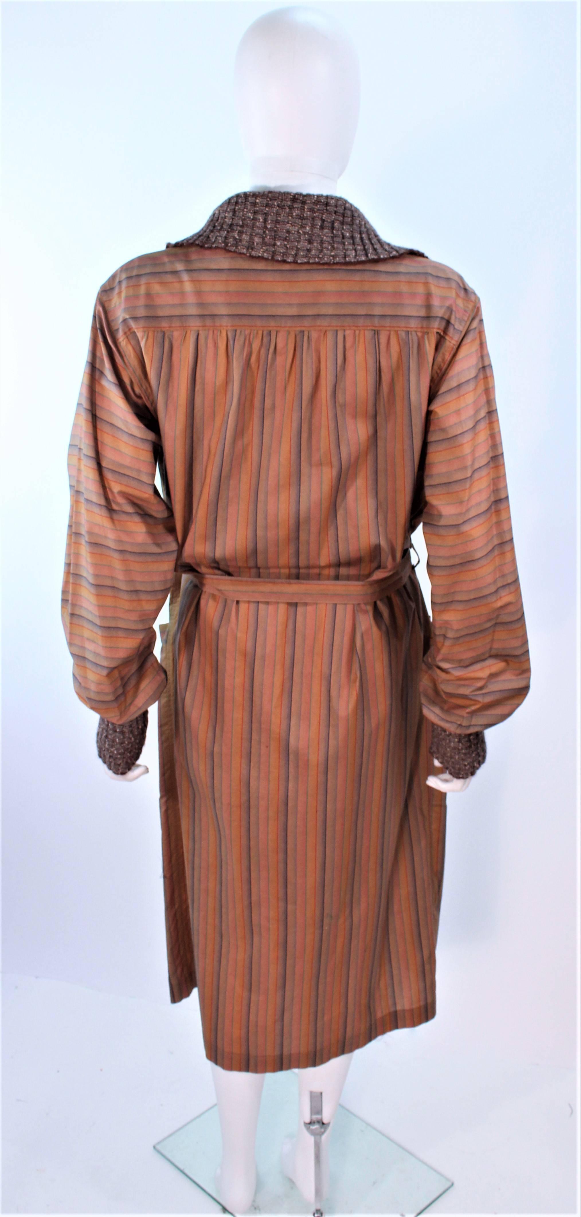 MISSONI Khaki Striped Coat with Knit Trim Size 10 For Sale 3