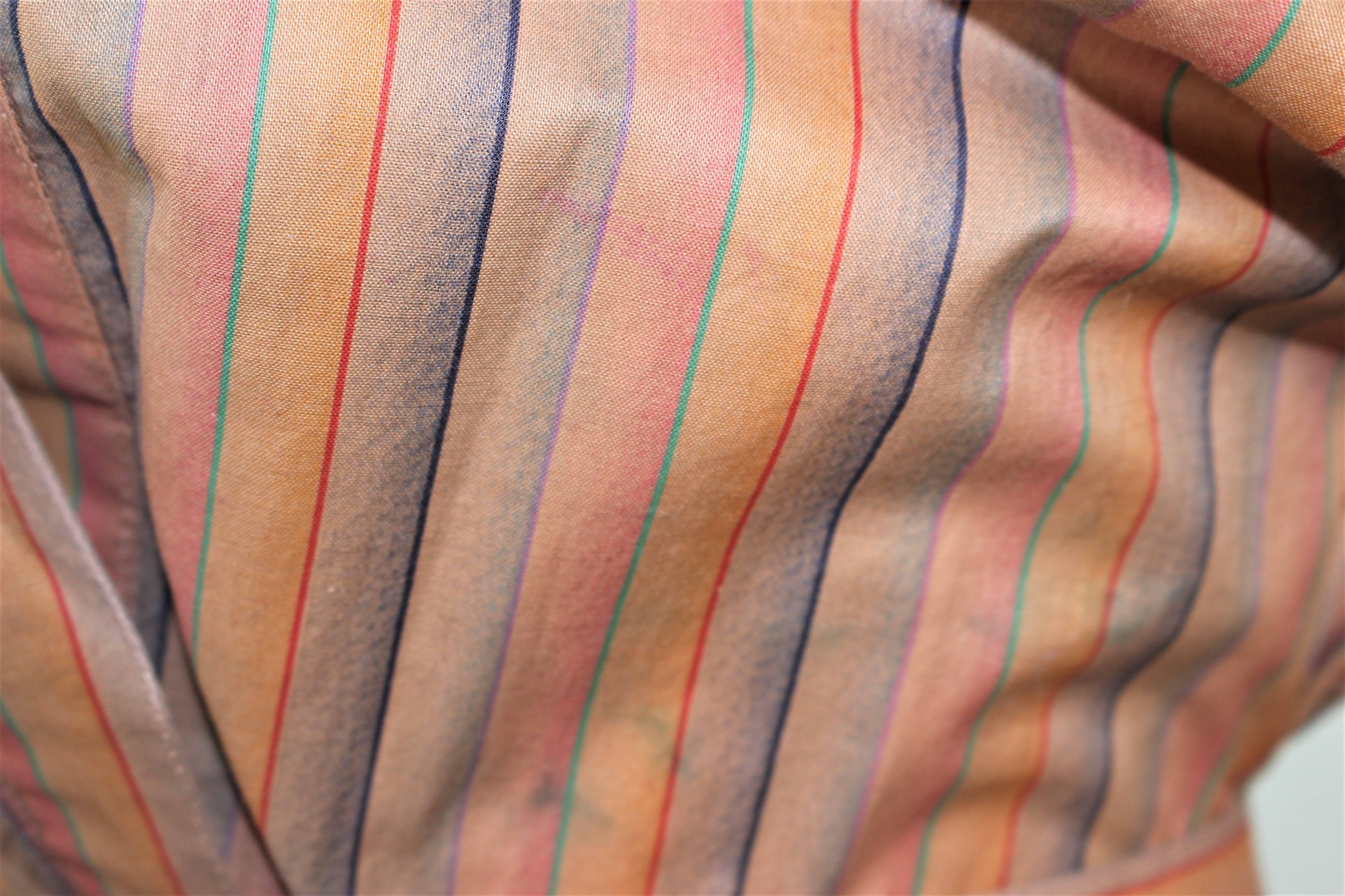 MISSONI Khaki Striped Coat with Knit Trim Size 10 For Sale 4