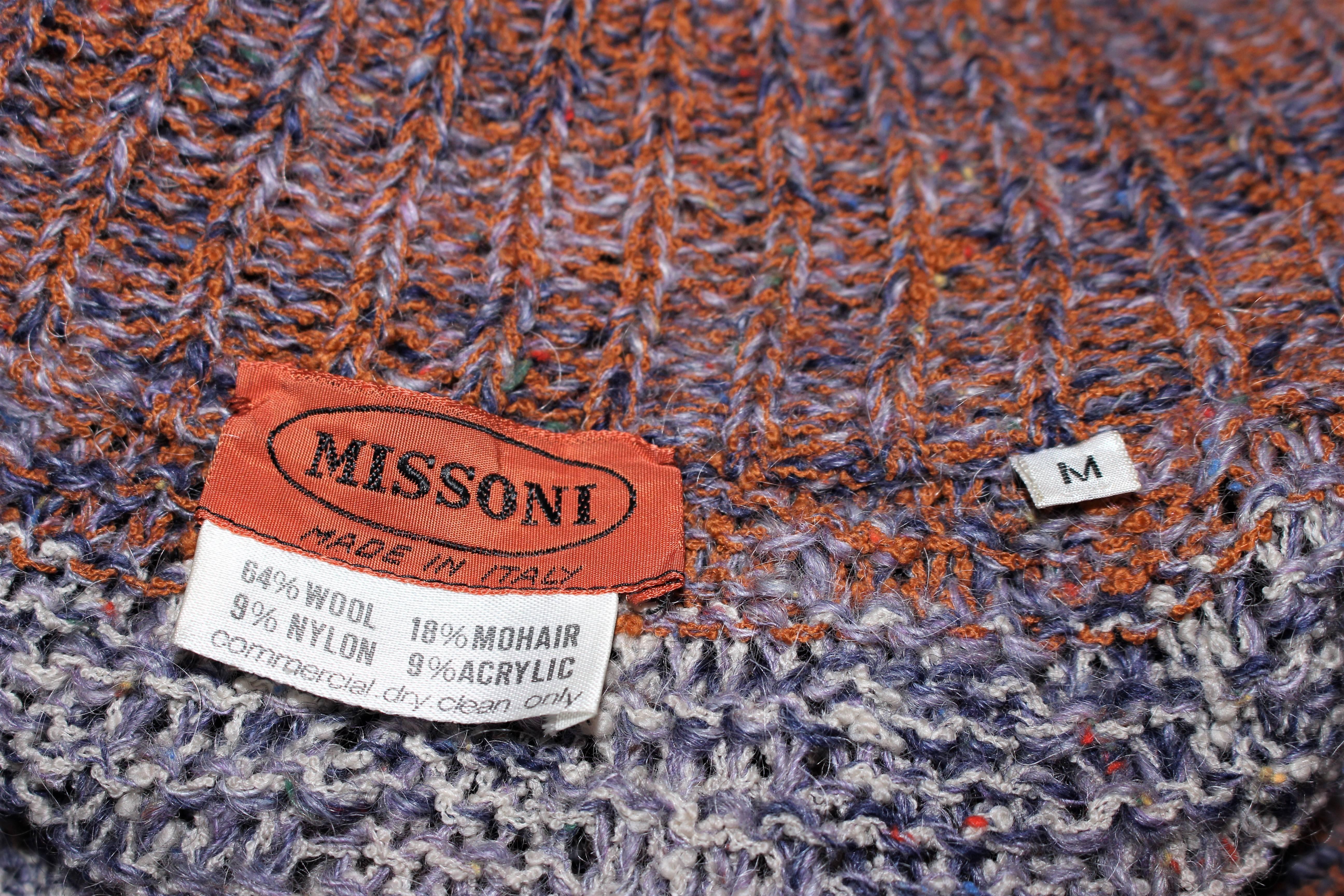 MISSONI Mauve Wool Knit Vest Size Large For Sale 5