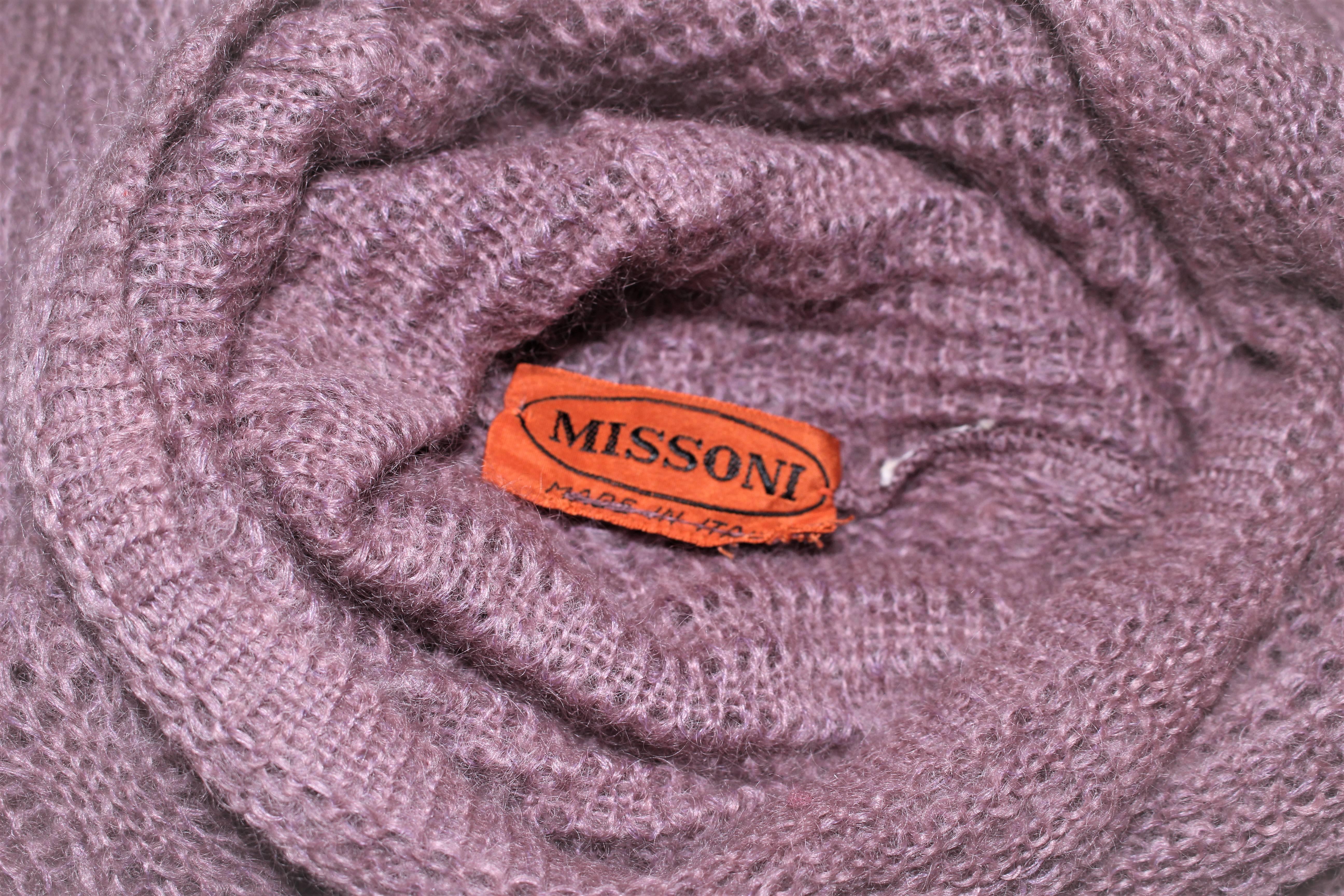 MISSONI Mauve Knit Wool Turtleneck Sweater Size 8 For Sale 5