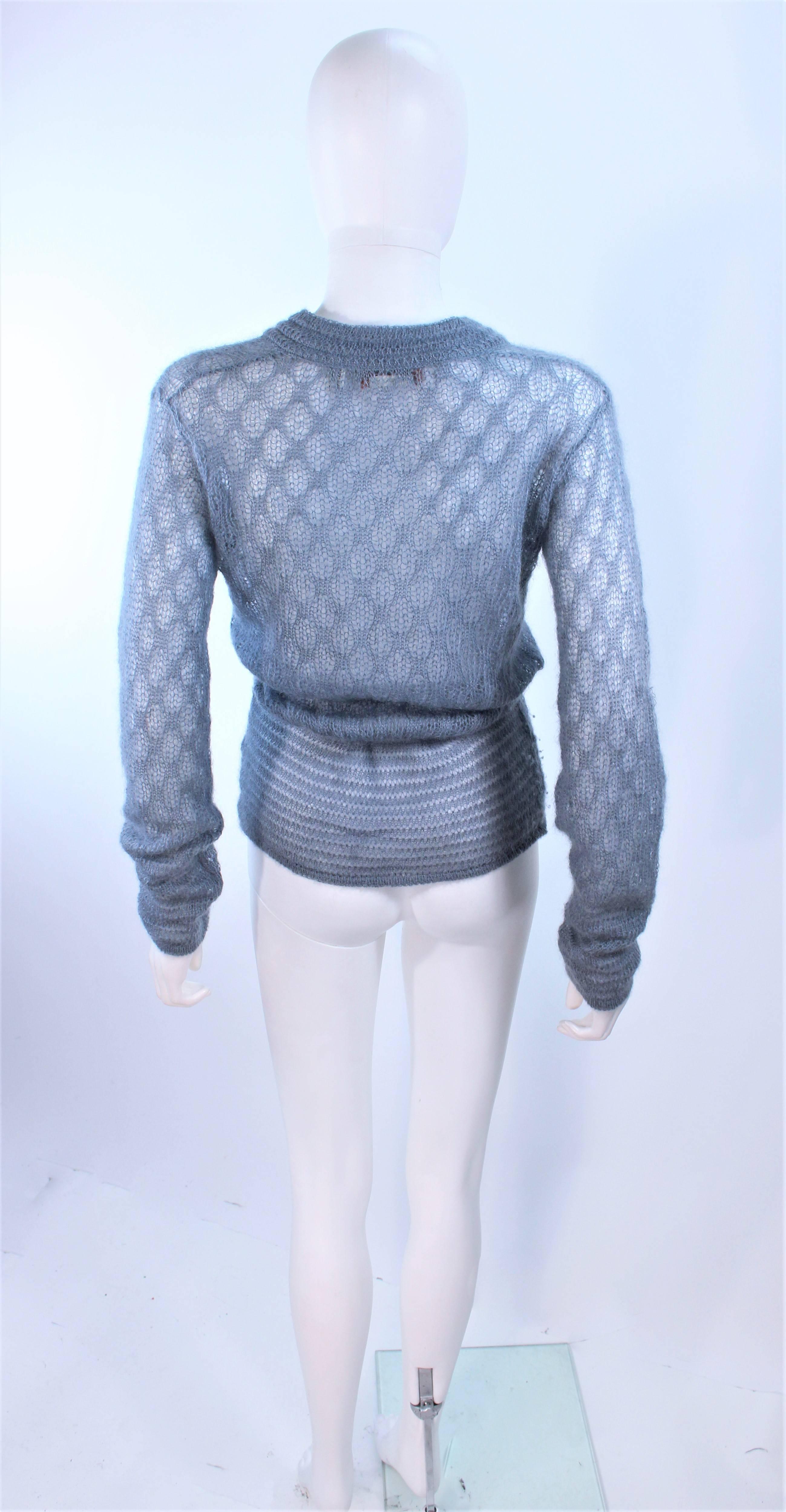 MISSONI Sky Blue Wool Knit V-Neck Sweater Size 8 For Sale 4