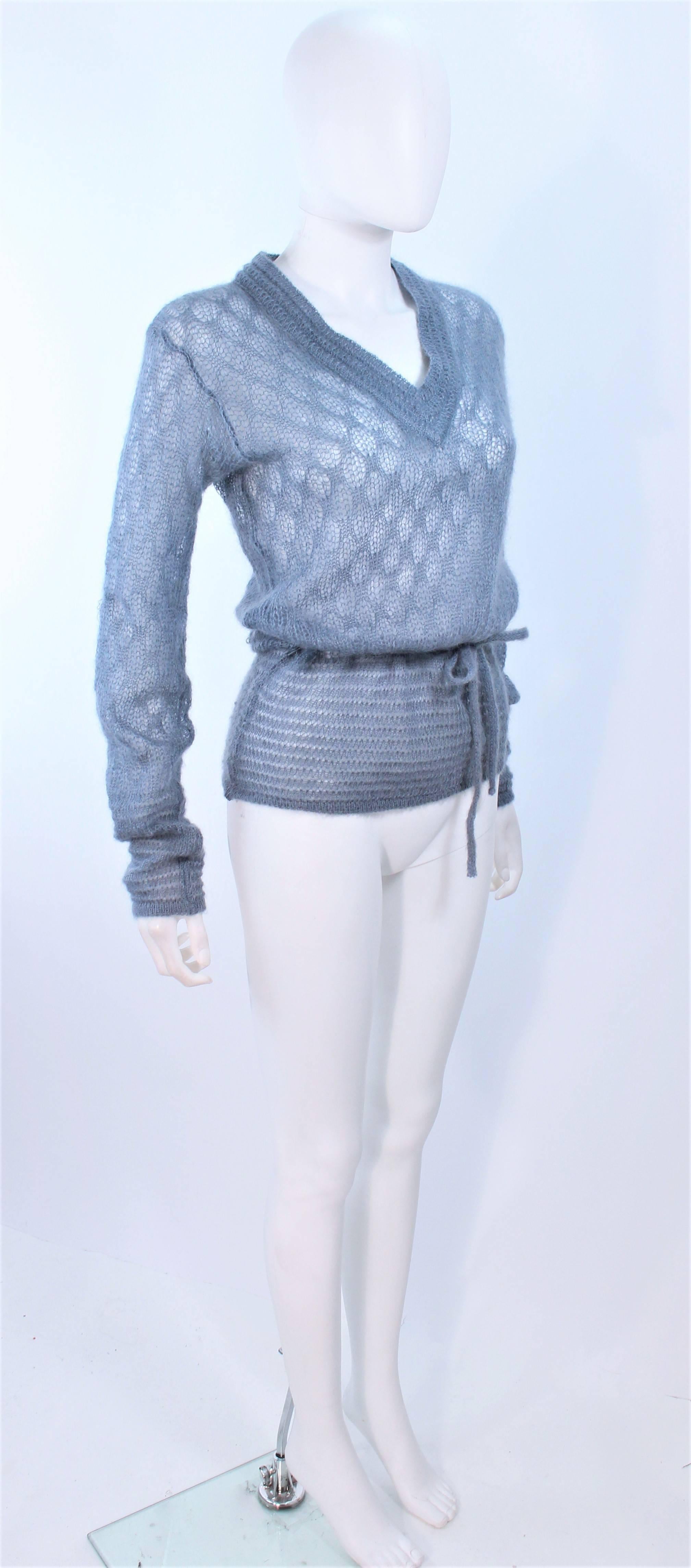 MISSONI Sky Blue Wool Knit V-Neck Sweater Size 8 For Sale 1