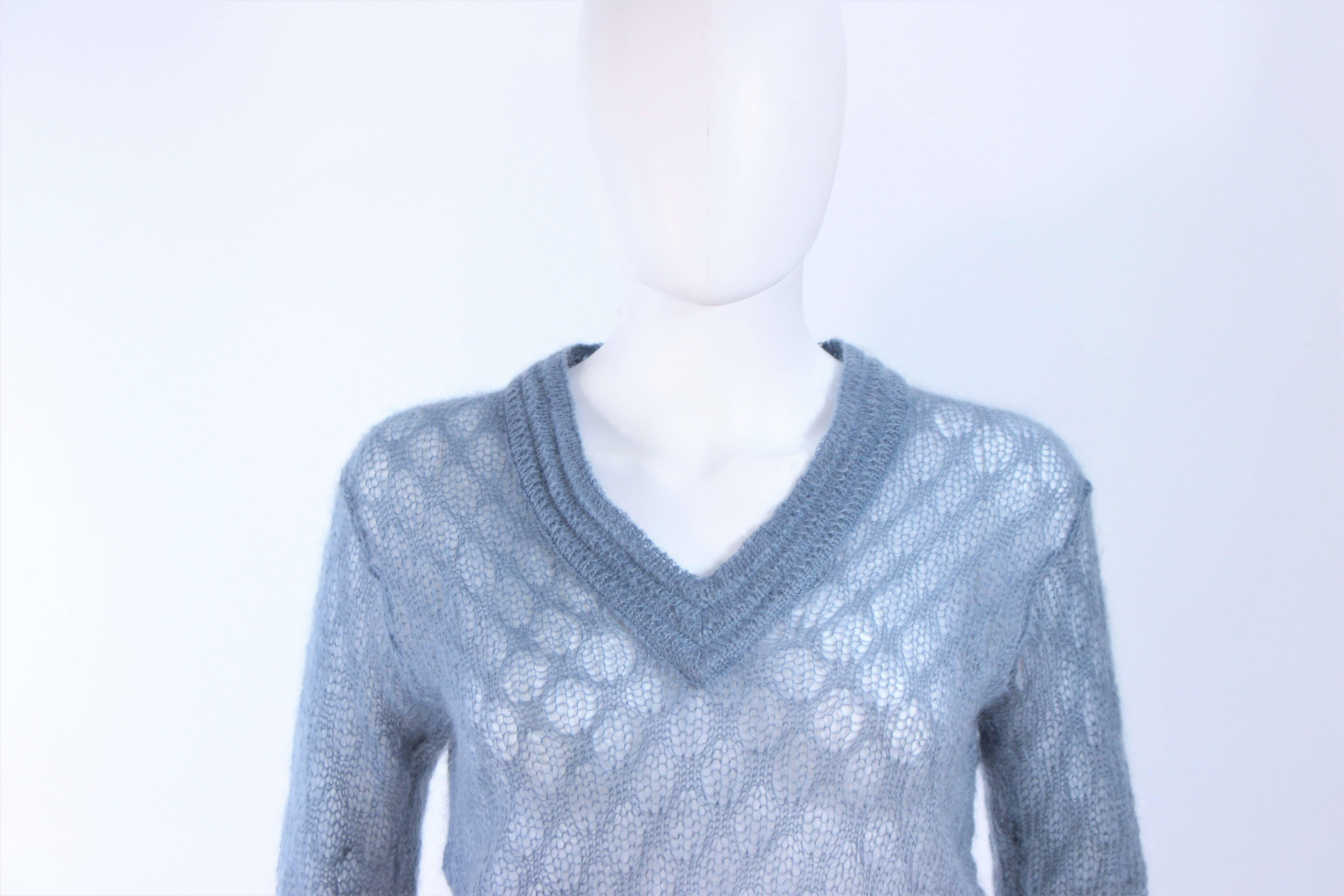Women's MISSONI Sky Blue Wool Knit V-Neck Sweater Size 8 For Sale