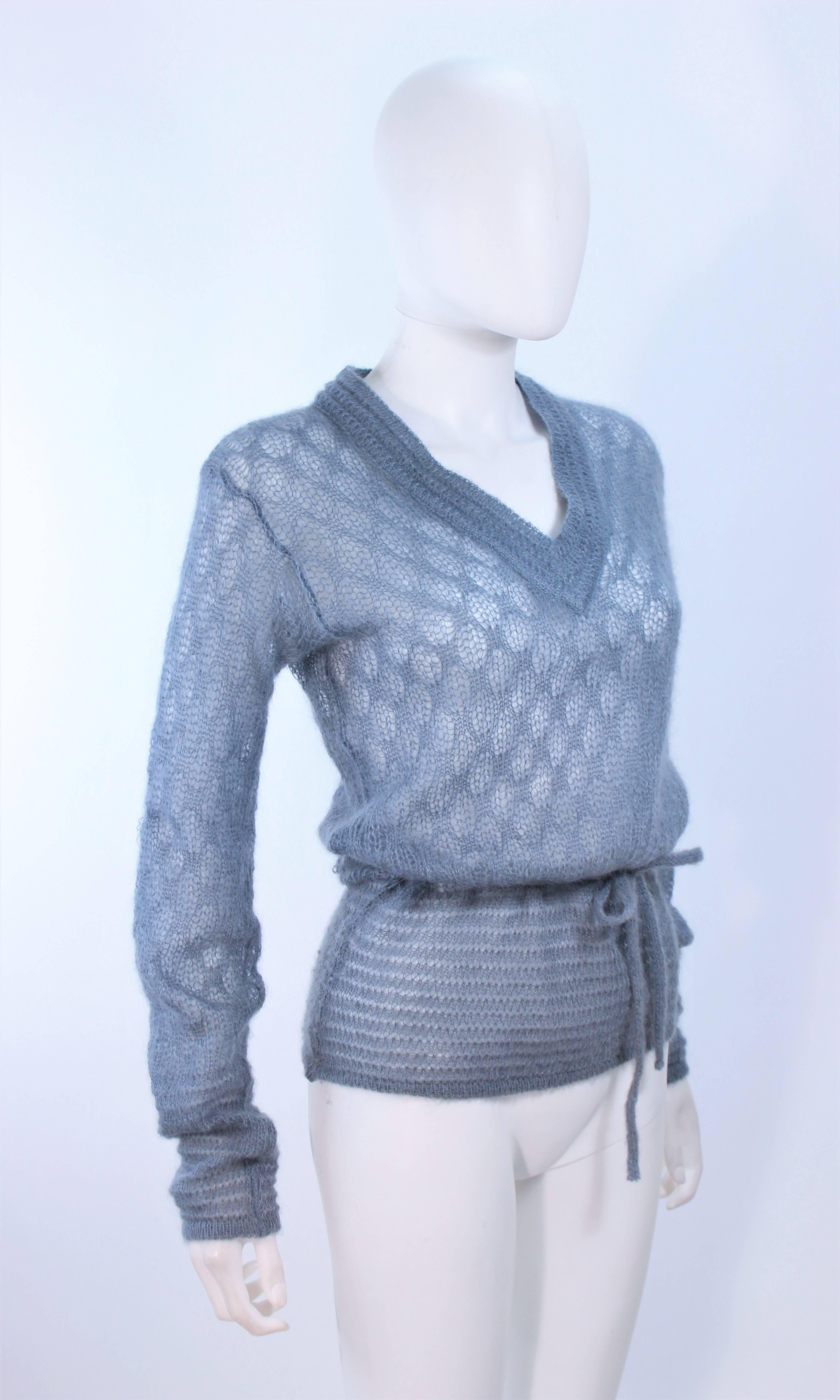 MISSONI Sky Blue Wool Knit V-Neck Sweater Size 8 For Sale 2