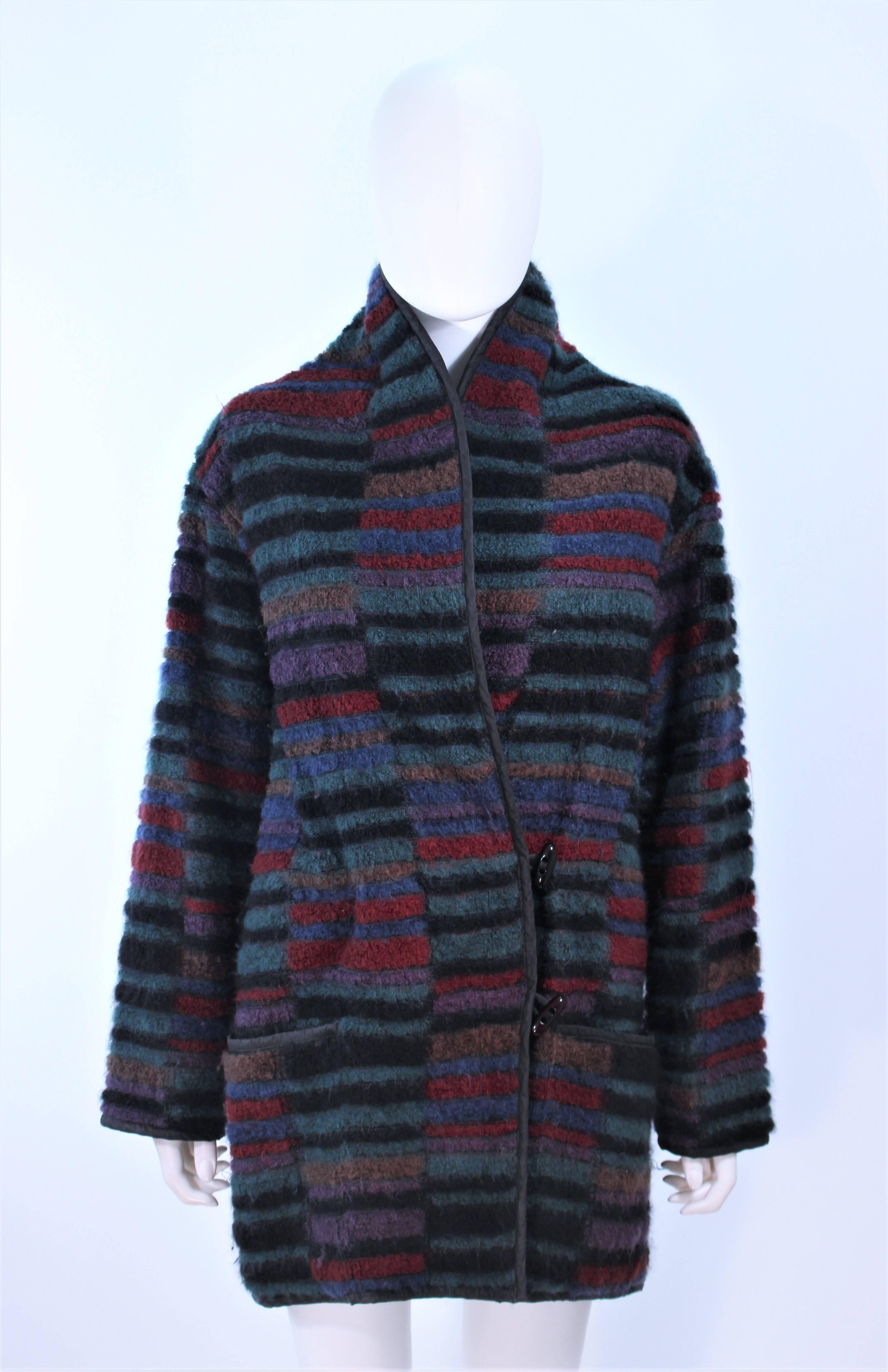 Black MISSONI Wool Reversible Multi-Color Double Breasted Coat Size 8 For Sale
