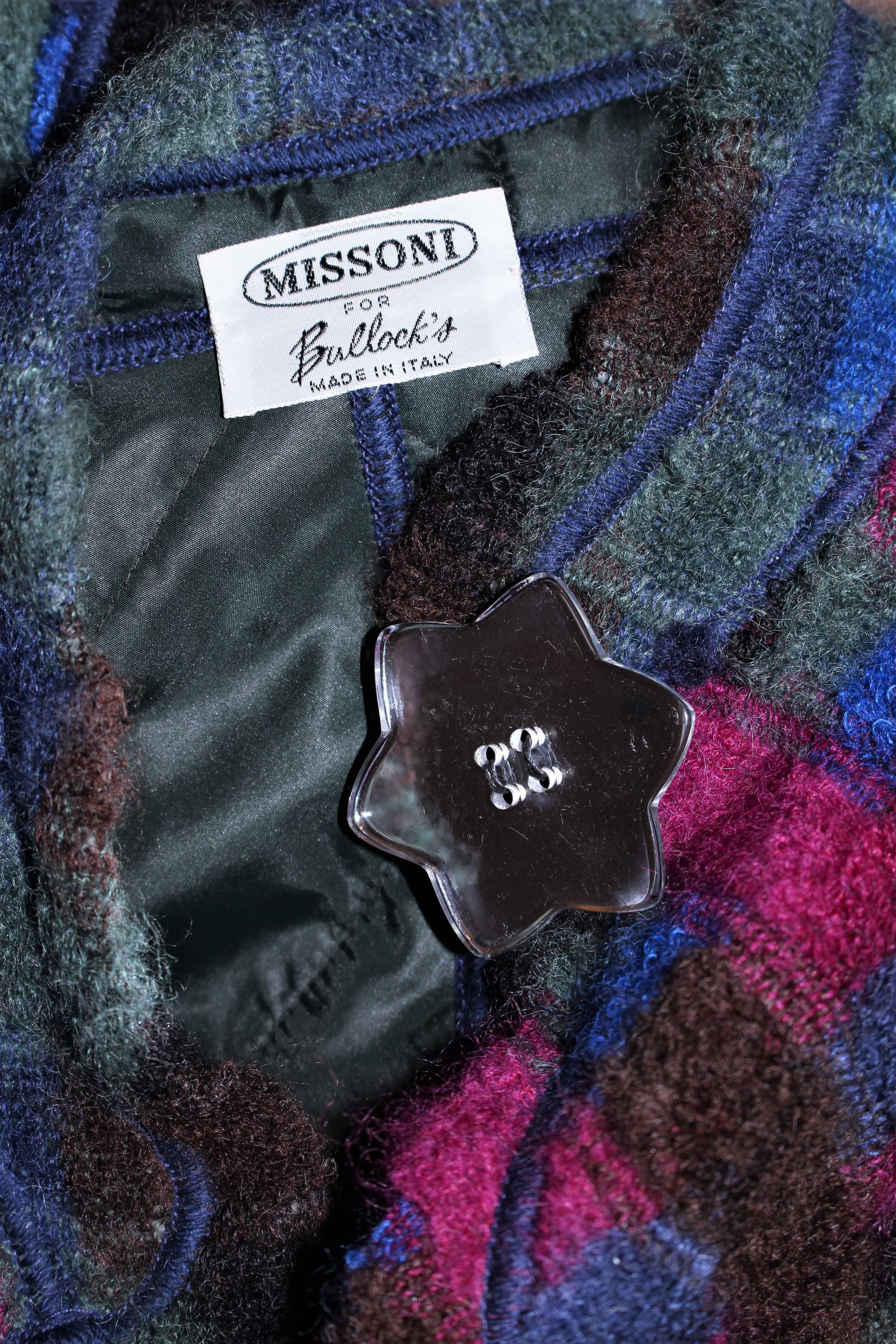 MISSONI Multi- Color Reversible Coat with Mirror Star Button Size 8 For Sale 5