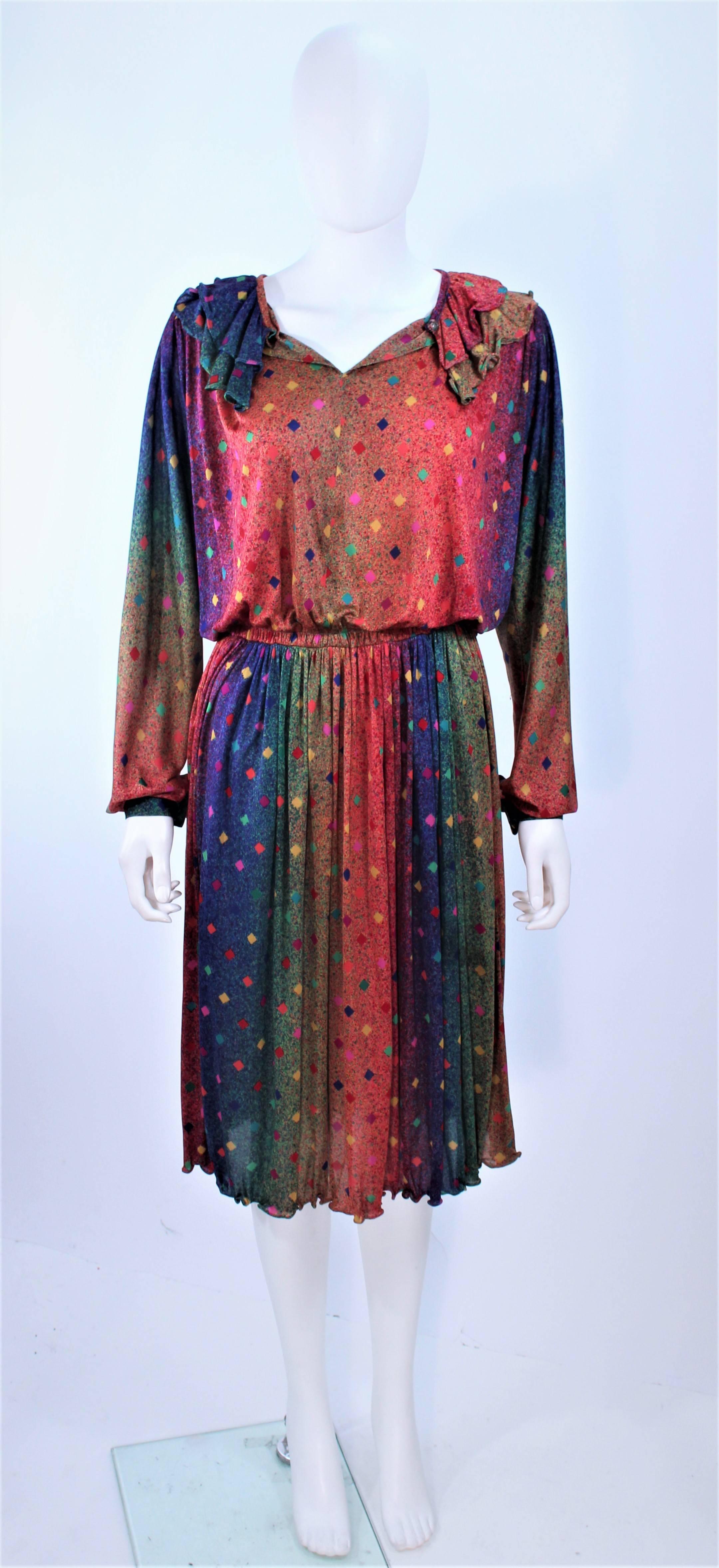 MISSONI Robe en soie imprimée arc-en-ciel avec bordure à volants Taille 8 10 Pour femmes en vente