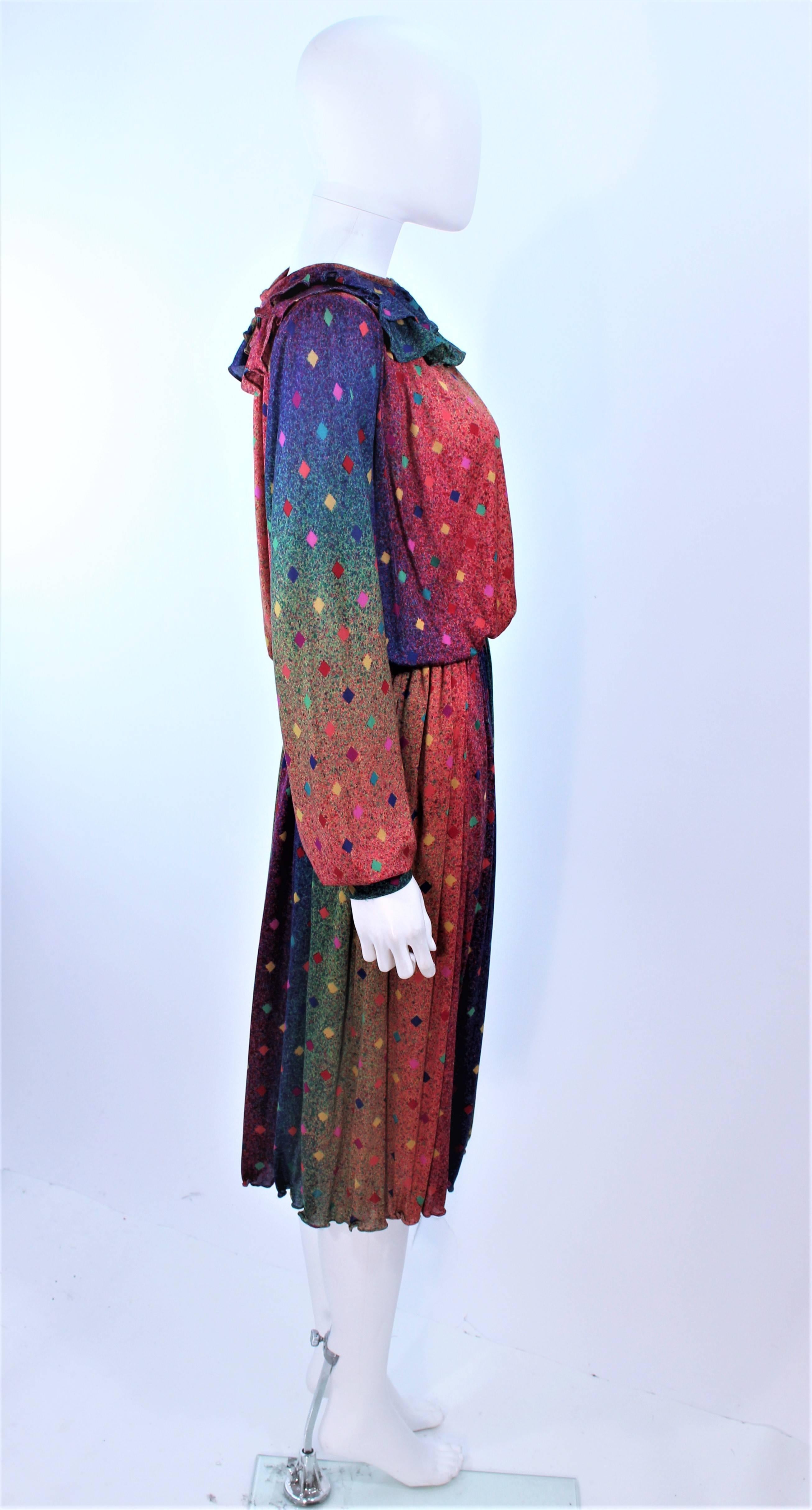 Women's MISSONI Silk Rainbow Print Dress with Ruffle Trim Size 8 10 For Sale