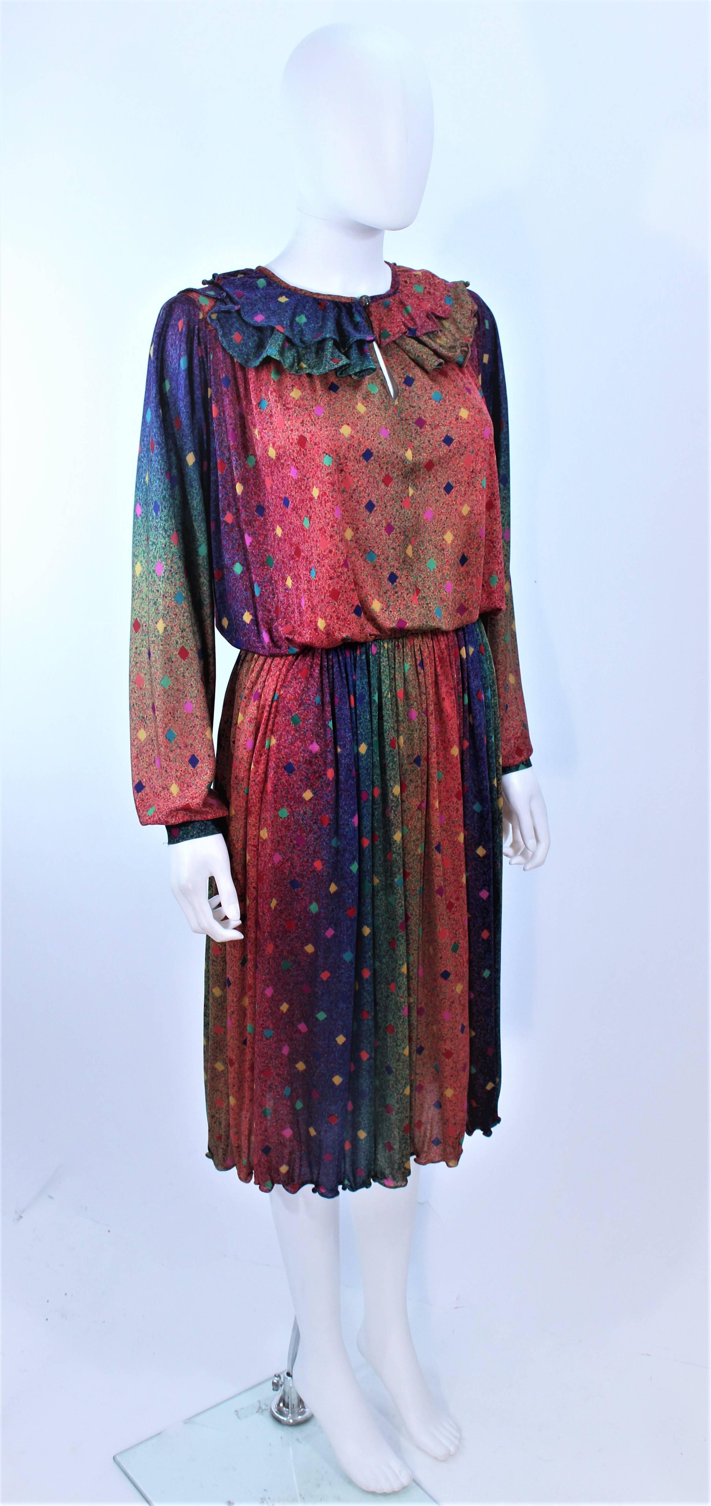 Black MISSONI Silk Rainbow Print Dress with Ruffle Trim Size 8 10 For Sale