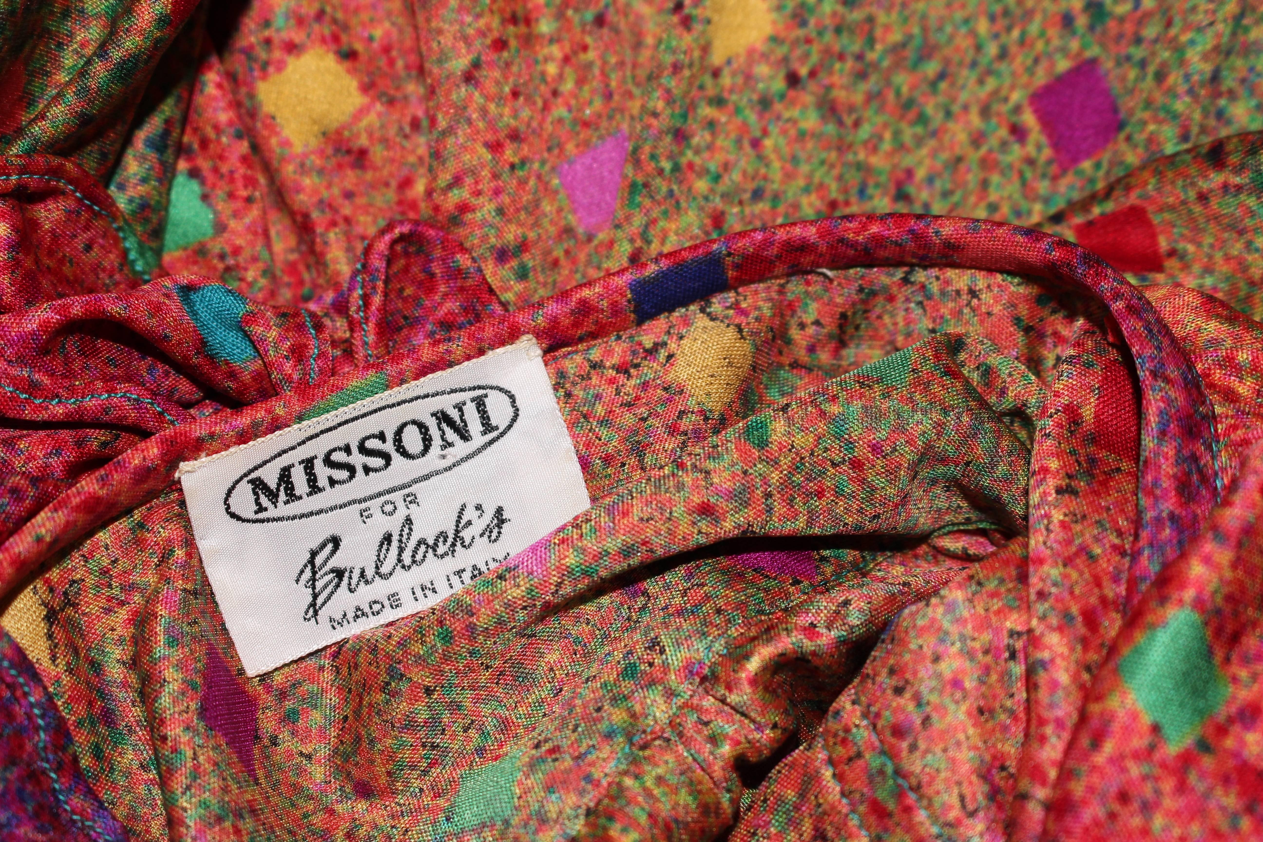 MISSONI Silk Rainbow Print Dress with Ruffle Trim Size 8 10 For Sale 2