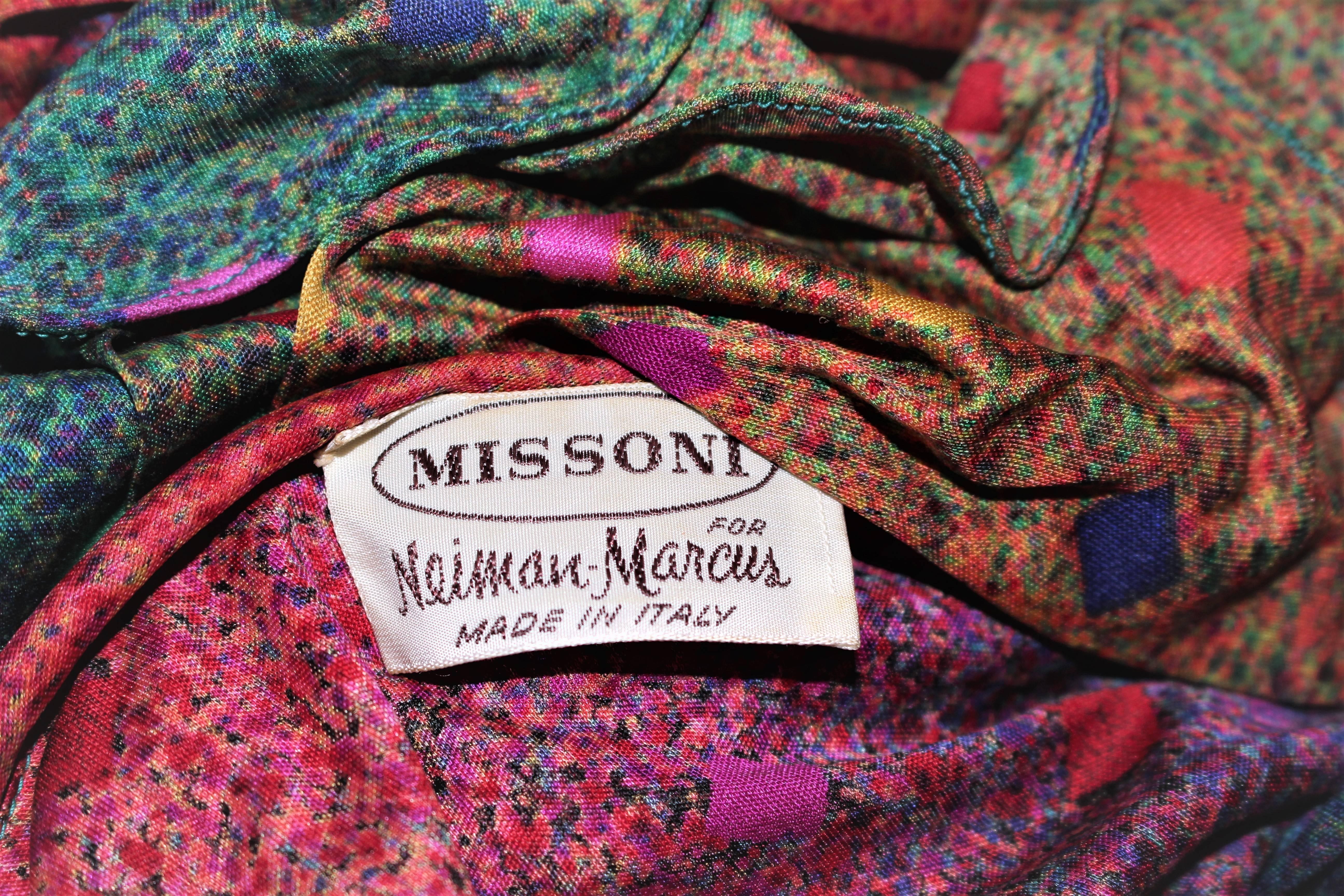 MISSONI Silk Rainbow Skirt Suit with Ruffle Collar Size 8 For Sale 4