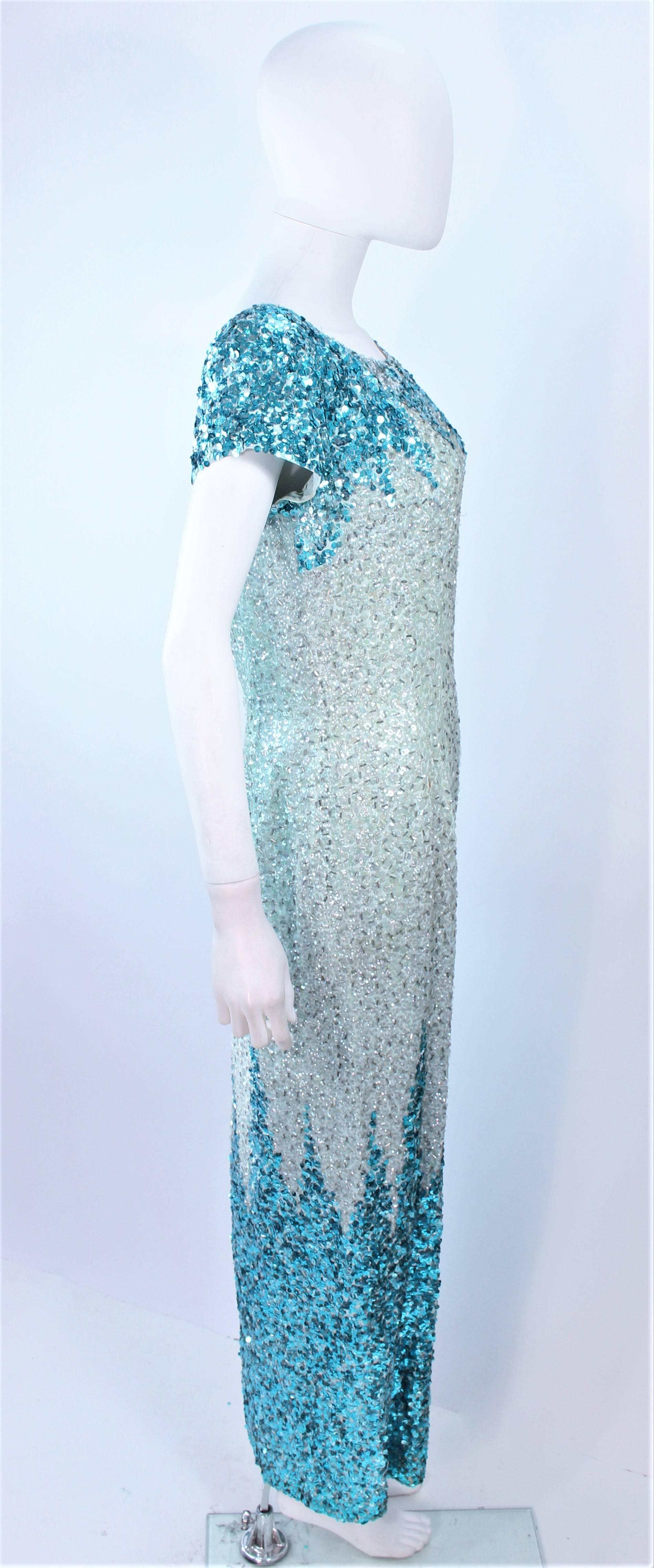 Women's Vintage 1950's Aqua Sequin Cocktail Gown Size 8 10 For Sale