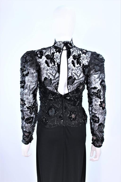 VICKY TIEL Black Lace Drape Gown with Sequin Applique Size 6 For Sale ...