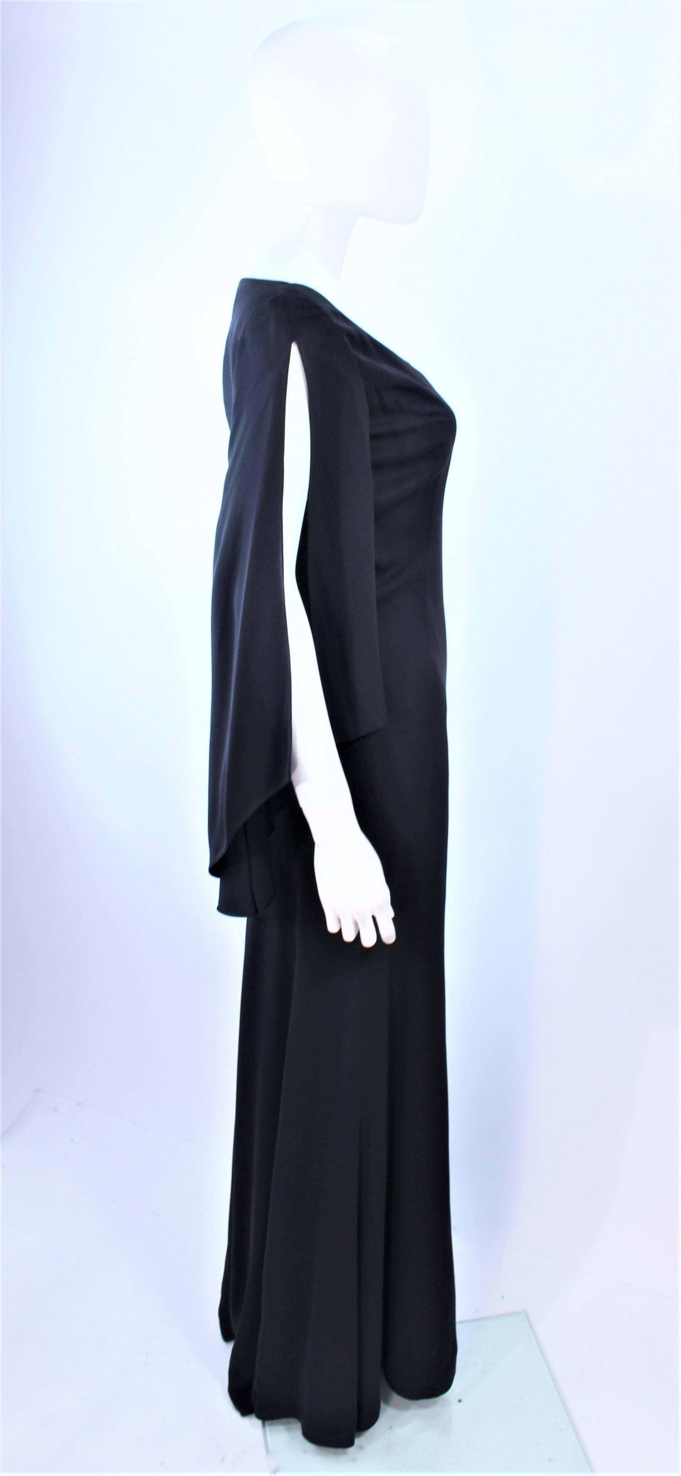 Robe drapée CAROLINA HERRERA en mousseline de soie noire taille 4 en vente 3