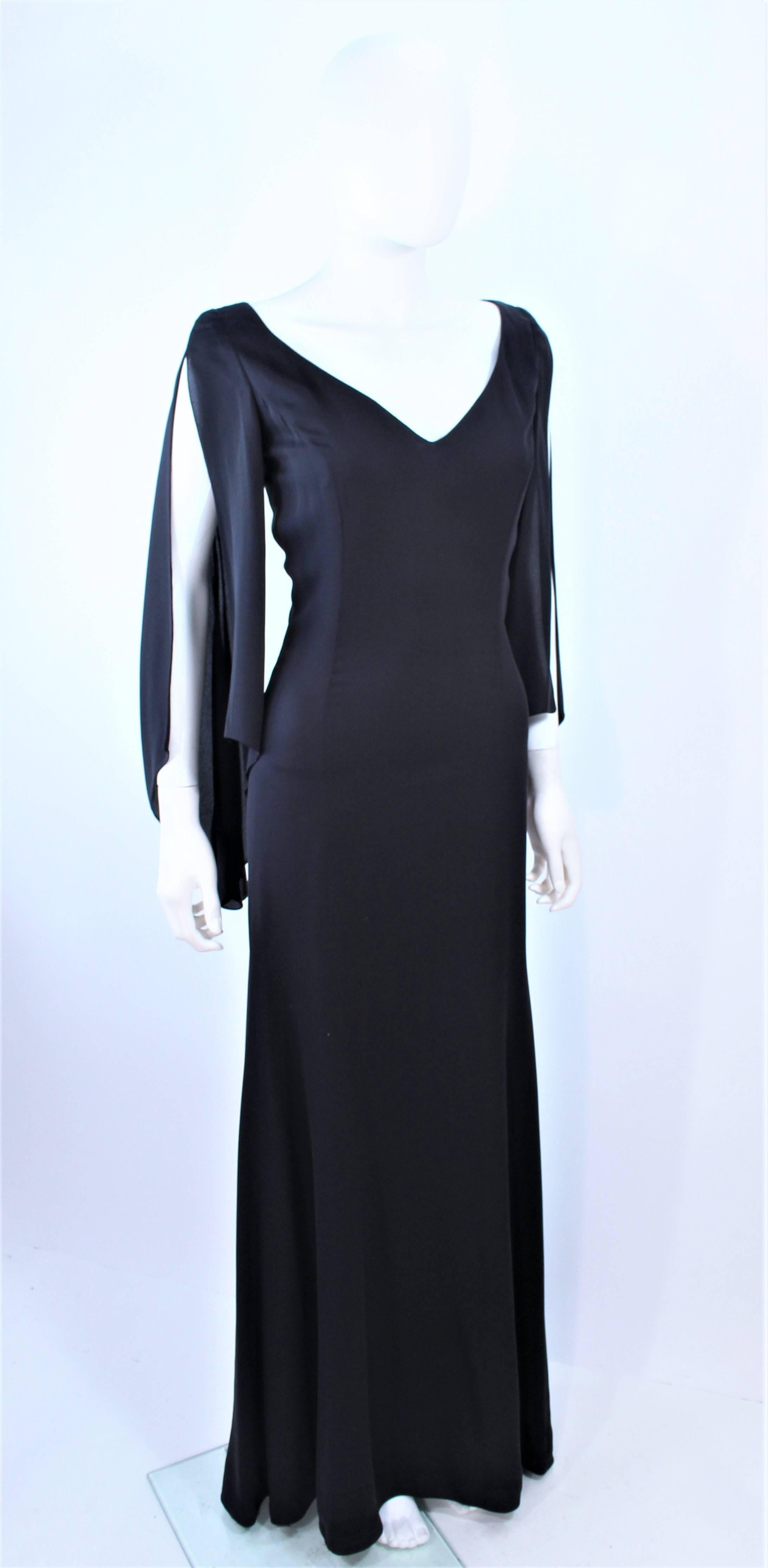 Women's CAROLINA HERRERA Black Chiffon Drape Gown Size 4 For Sale