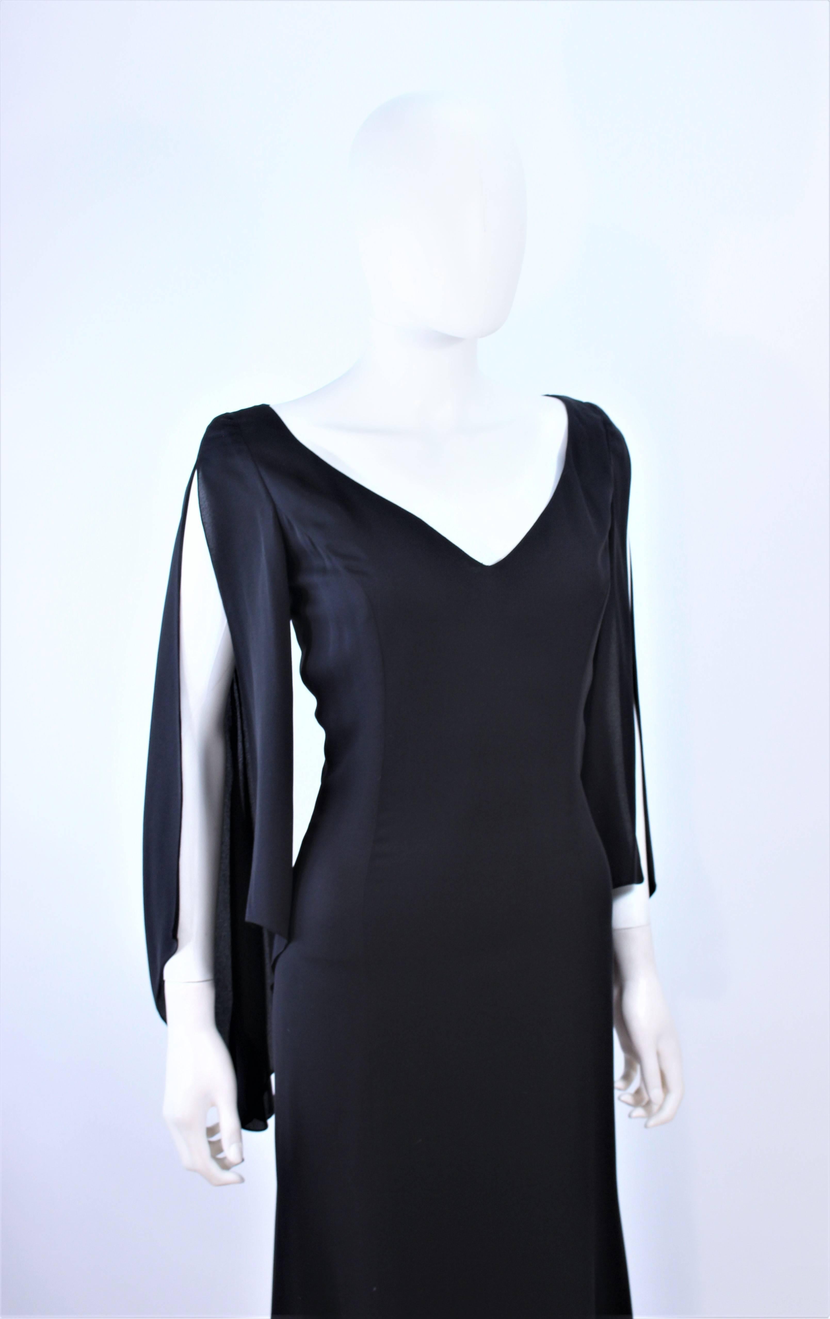 CAROLINA HERRERA Black Chiffon Drape Gown Size 4 For Sale 1