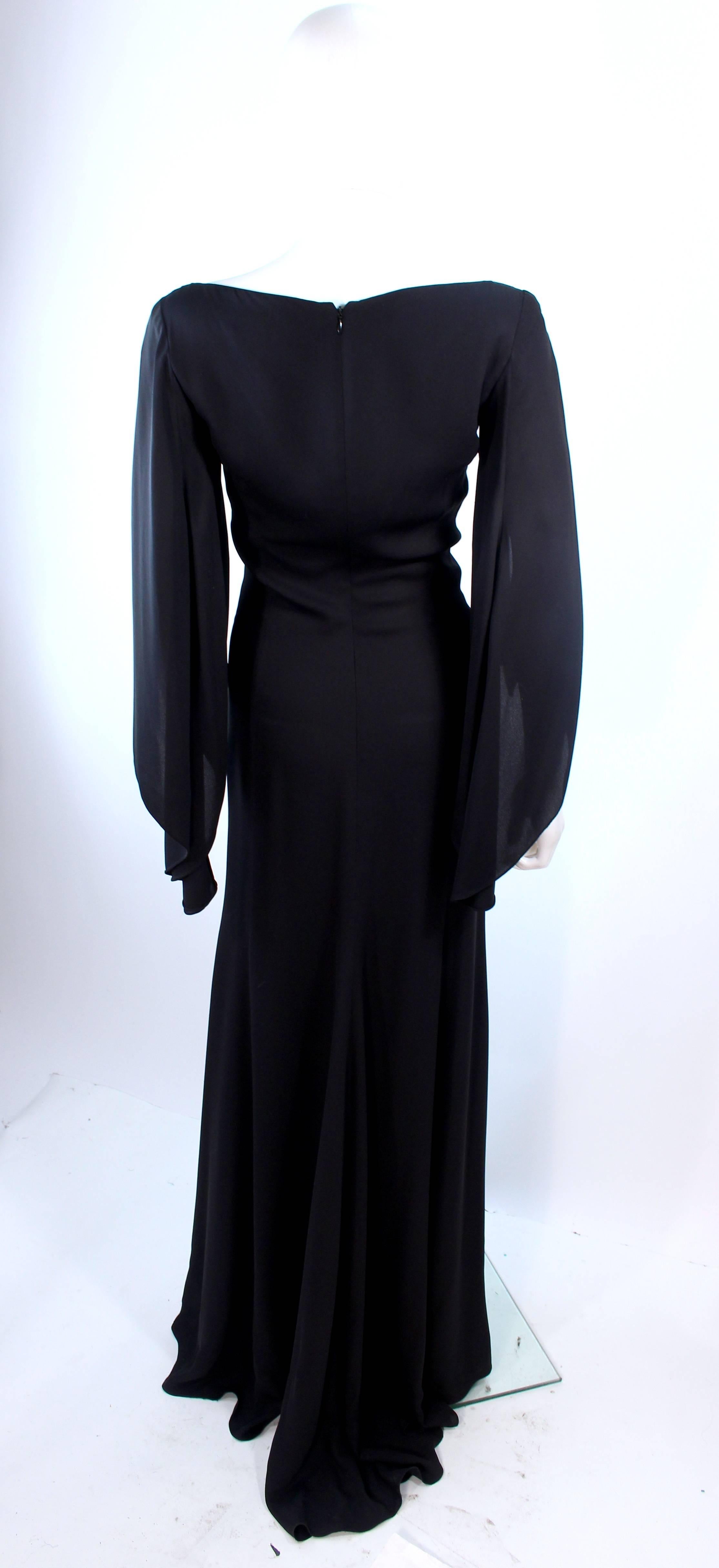 Robe drapée CAROLINA HERRERA en mousseline de soie noire taille 4 en vente 4
