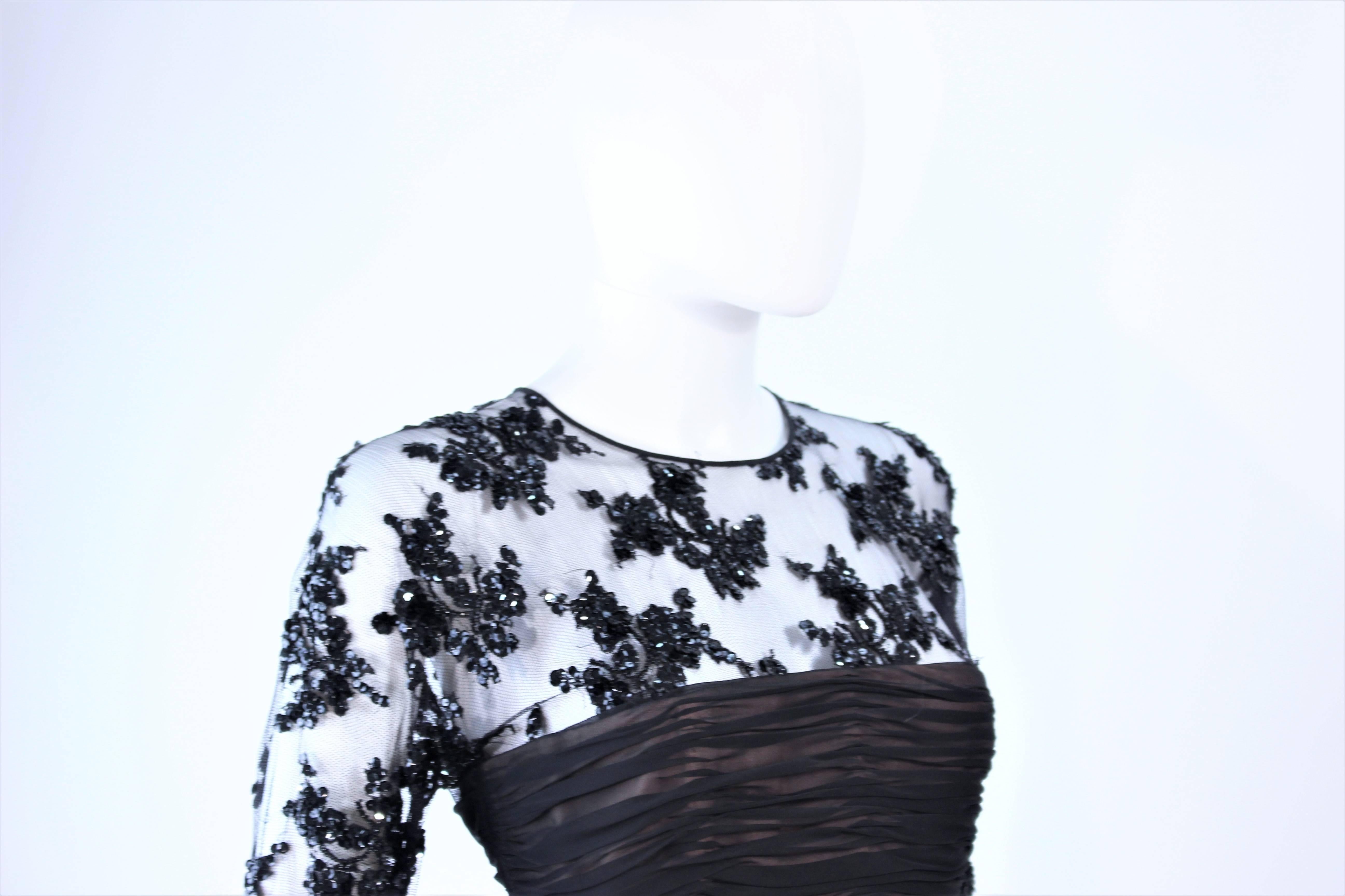 OSCAR DE LA RENTA Black Chiffon Lace High Low Cocktail Gown Size 12 14 For Sale 3