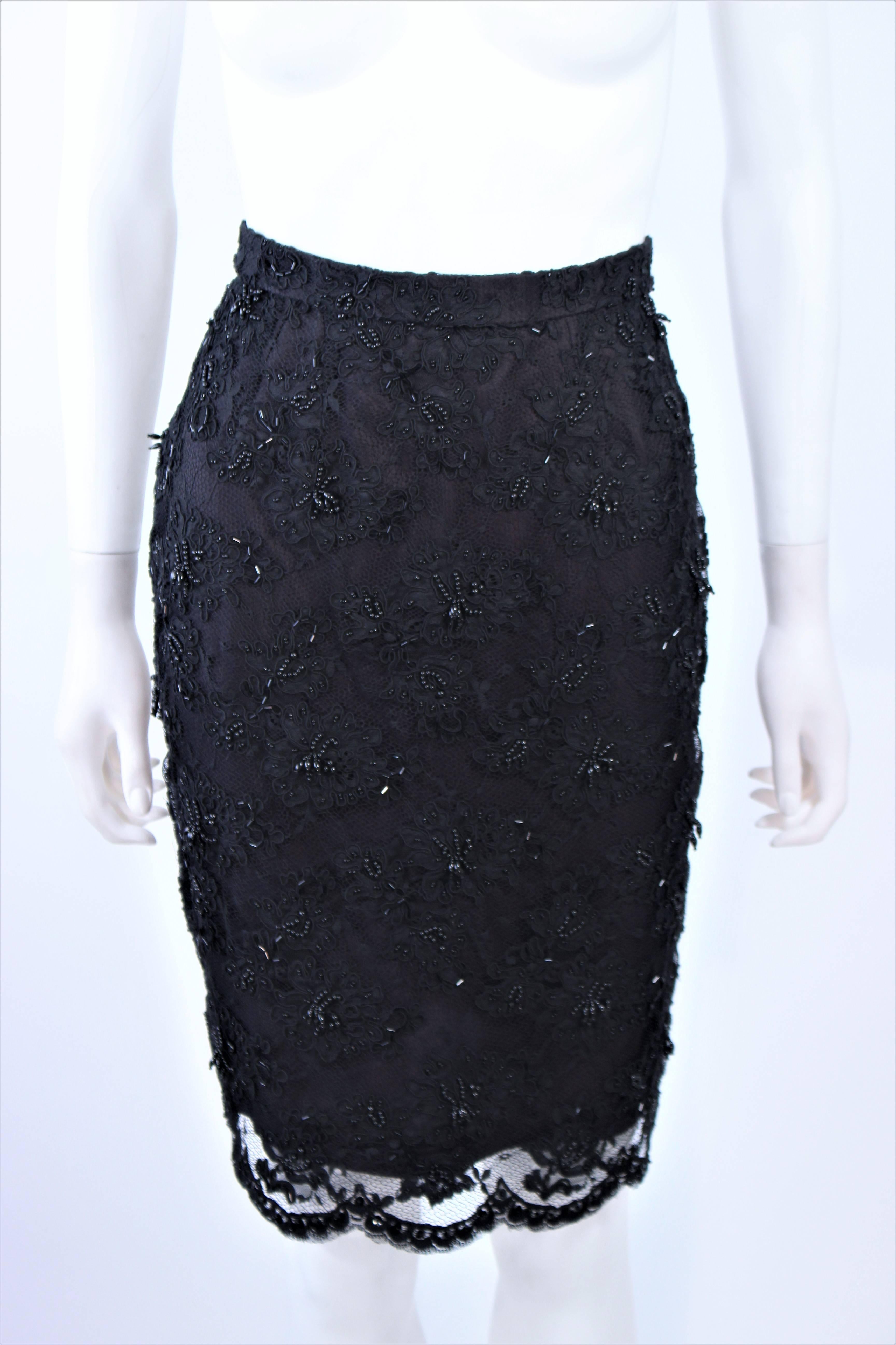 FETOUN Black Sequin Lace Skirt Suit Size 12 For Sale 5