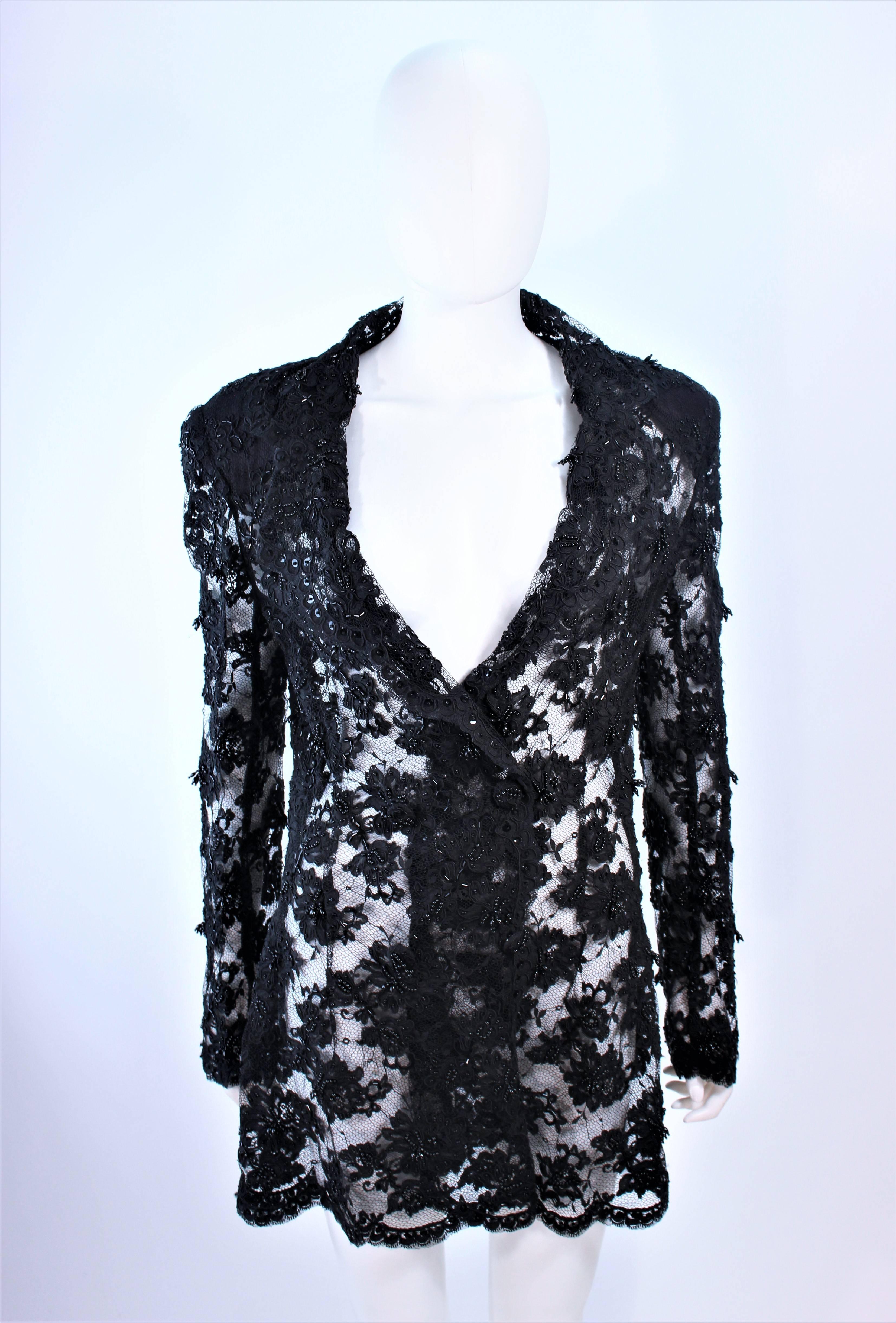 FETOUN Black Sequin Lace Skirt Suit Size 12 For Sale 4