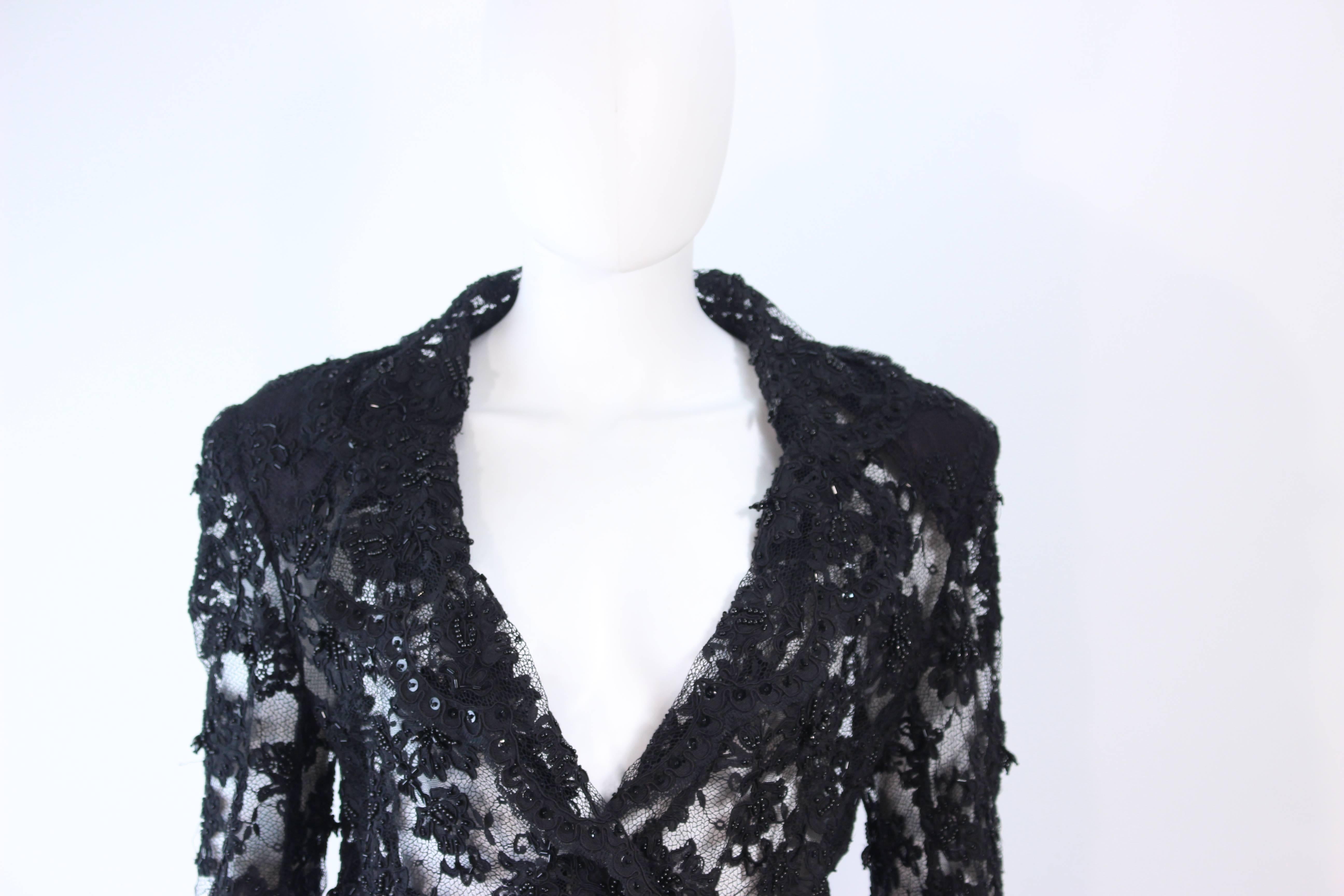 Women's FETOUN Black Sequin Lace Skirt Suit Size 12 For Sale
