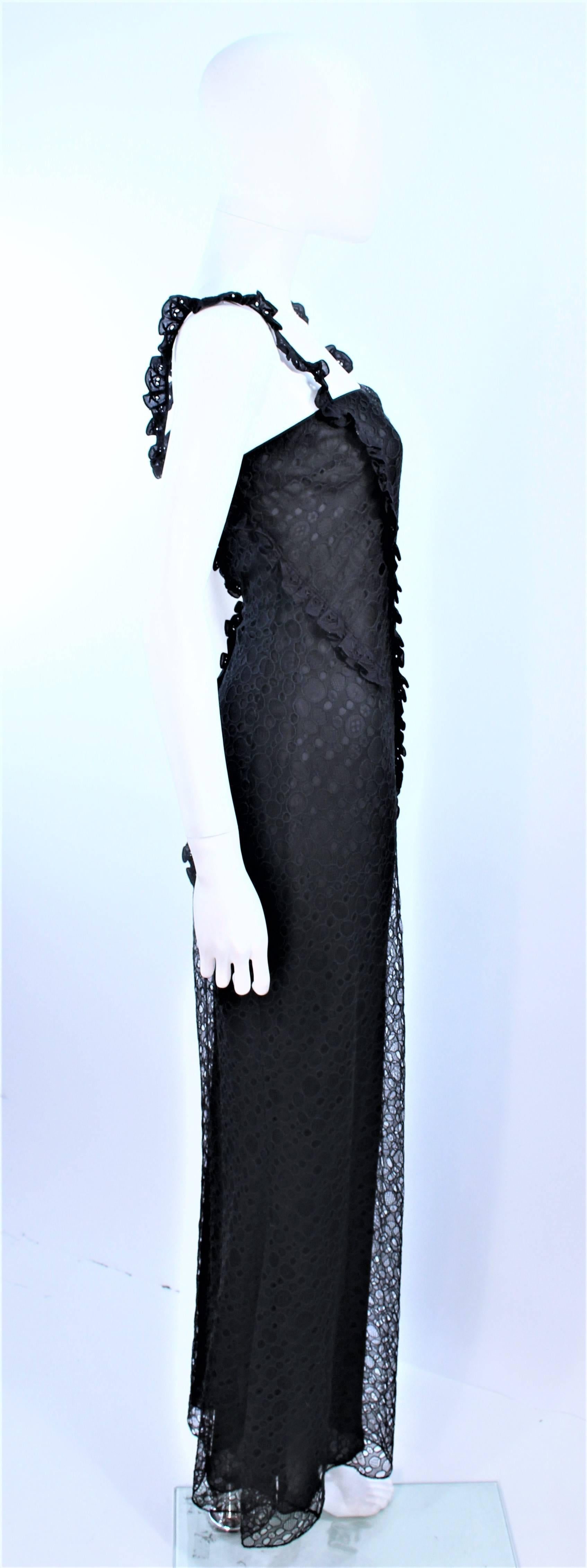 JOHN GALLIANO Black Silk Eyelet Lace Bias Gown Size 6 40 4