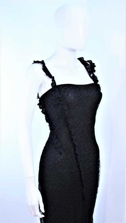 JOHN GALLIANO Black Silk Eyelet Lace Bias Gown Size 6 40 at 1stDibs