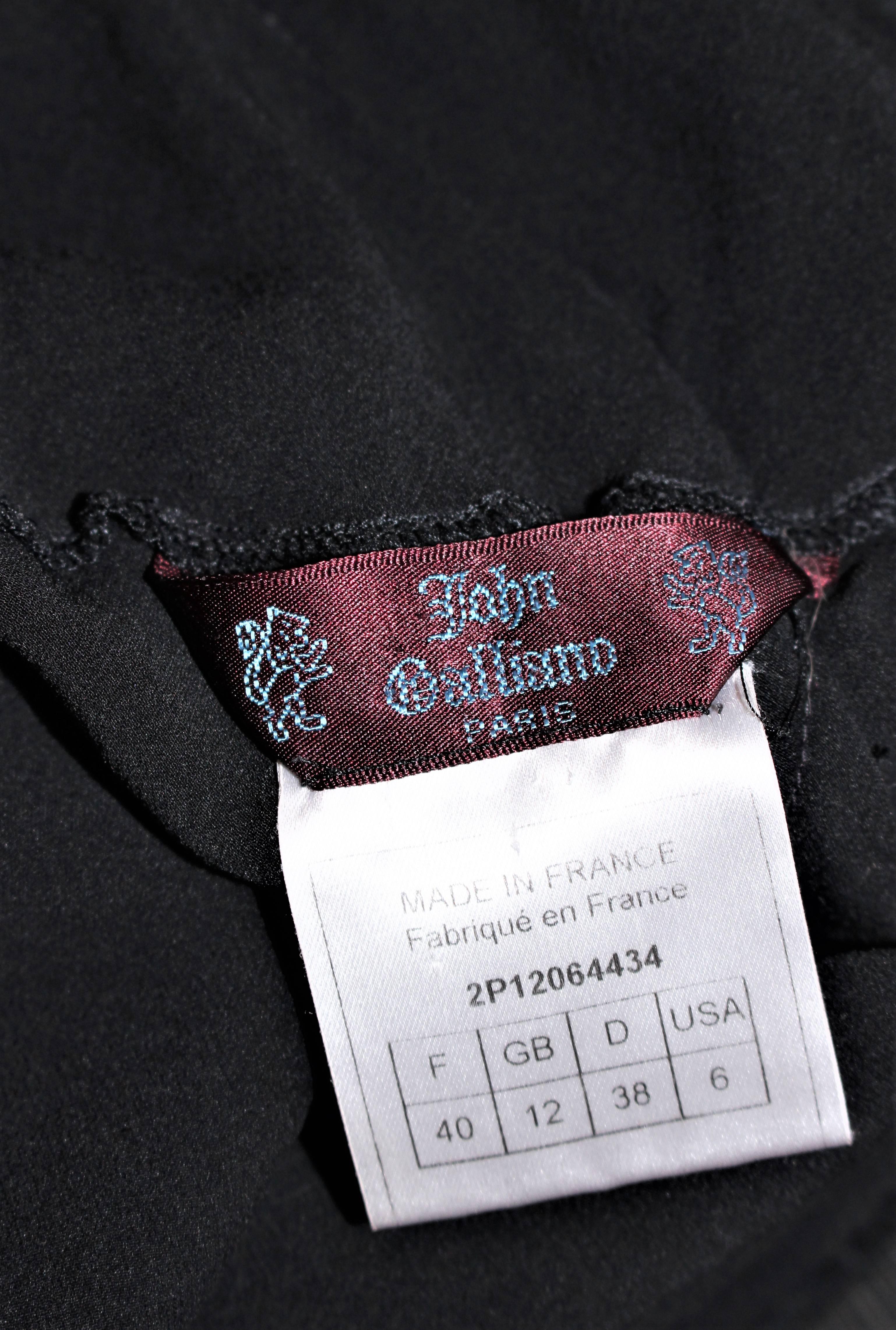 JOHN GALLIANO Black Silk Eyelet Lace Bias Gown Size 6 40 6