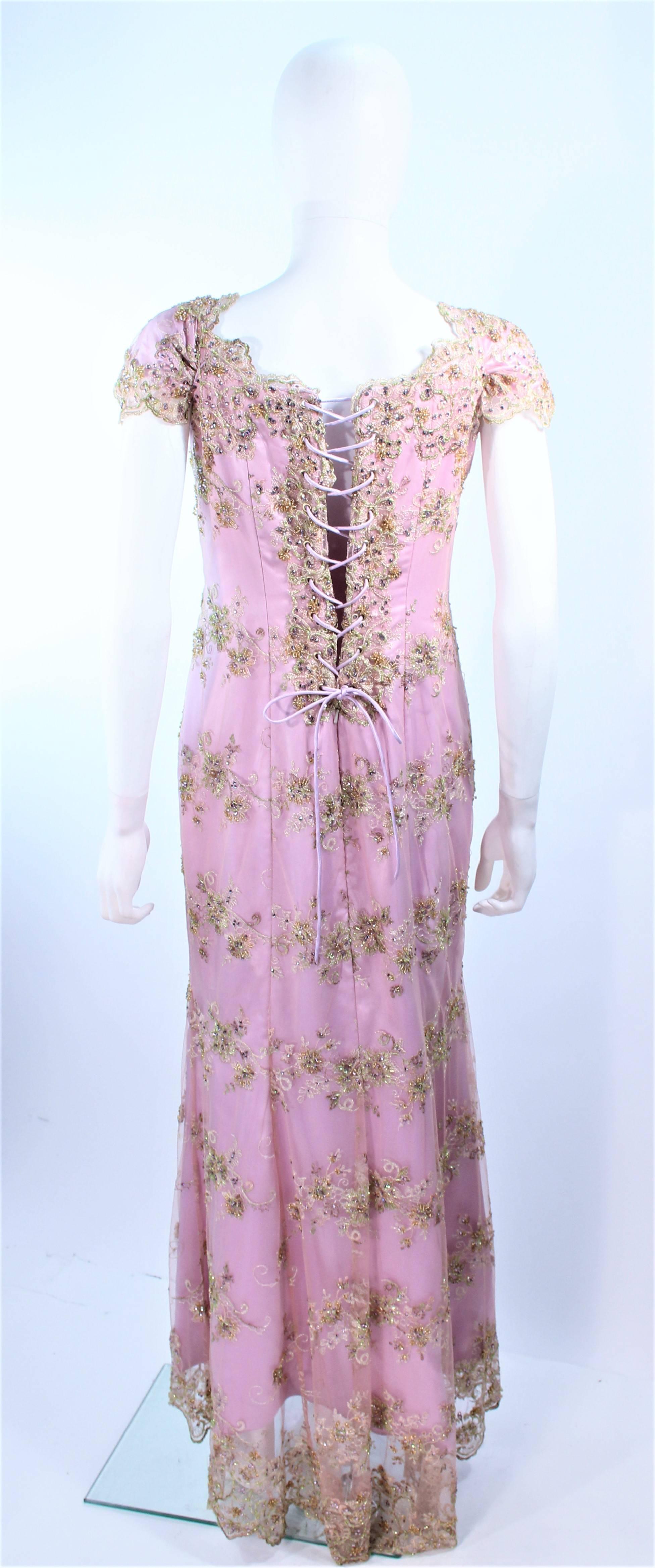 BARACCI Lavender Lace Rhinestone Corset Gown Size 6 8 1