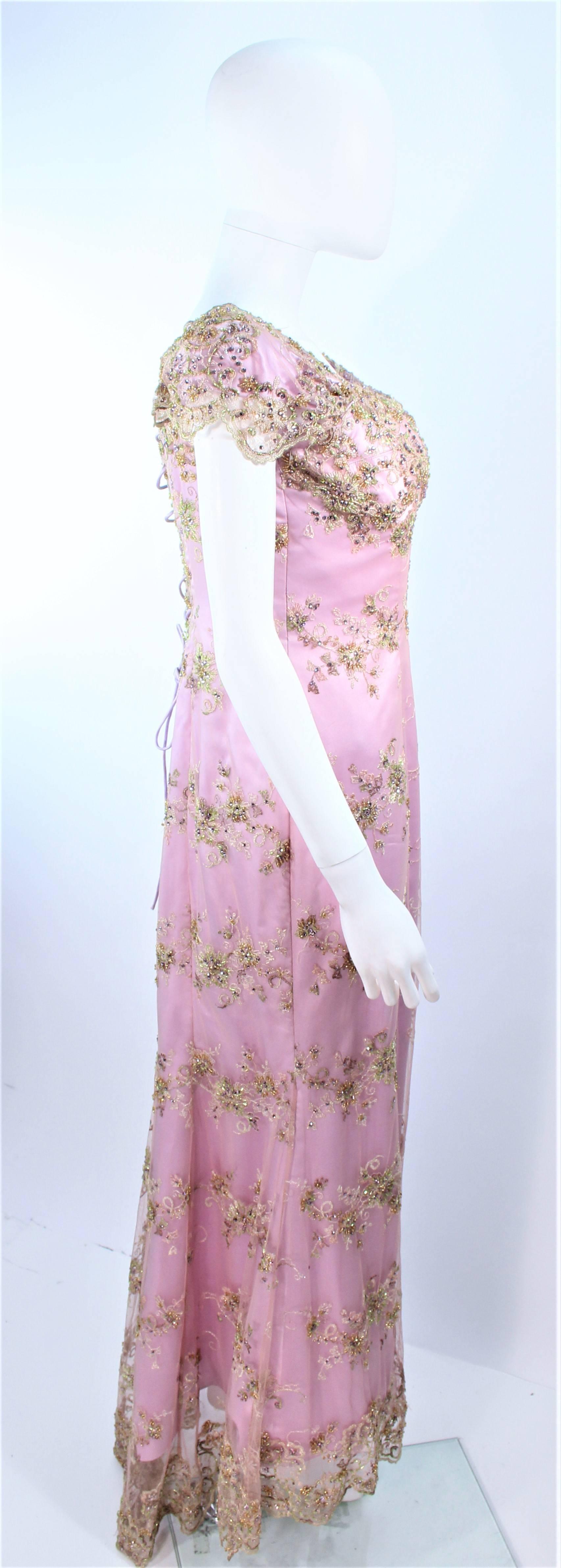 Women's BARACCI Lavender Lace Rhinestone Corset Gown Size 6 8