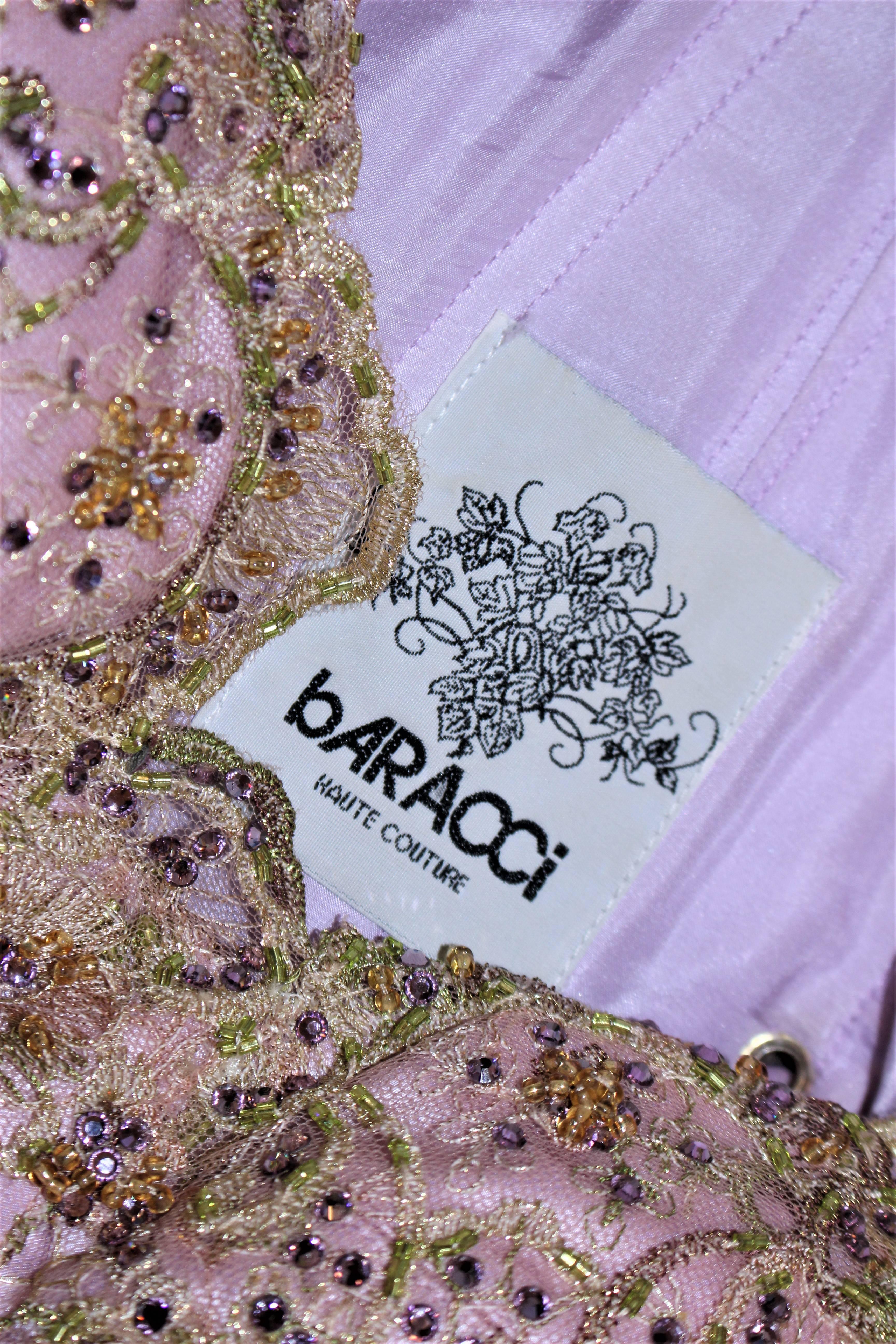 BARACCI Lavender Lace Rhinestone Corset Gown Size 6 8 2
