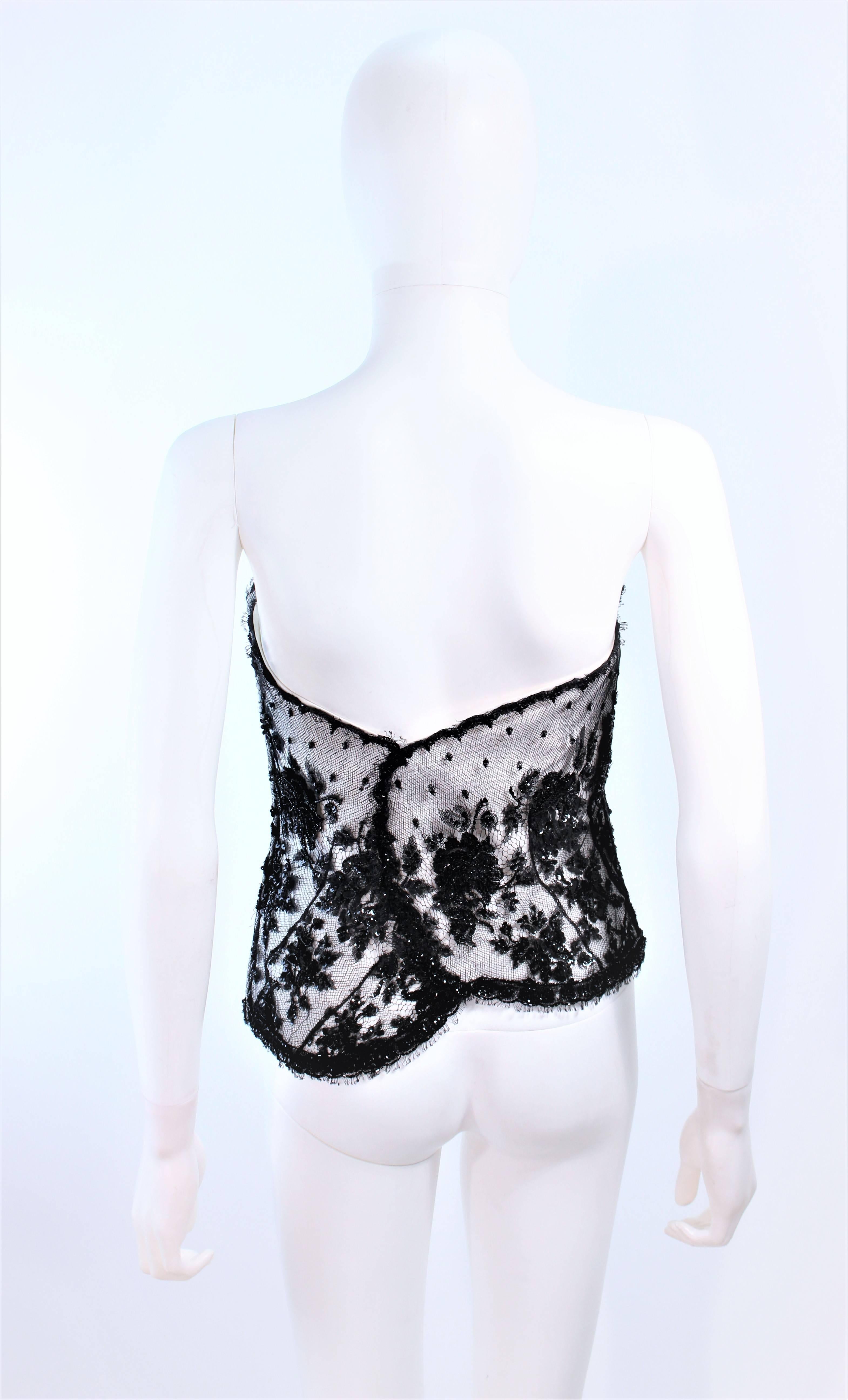 CHRISTINA PERRIN White and Black Beaded Lace Bustier Size 6 For Sale 2