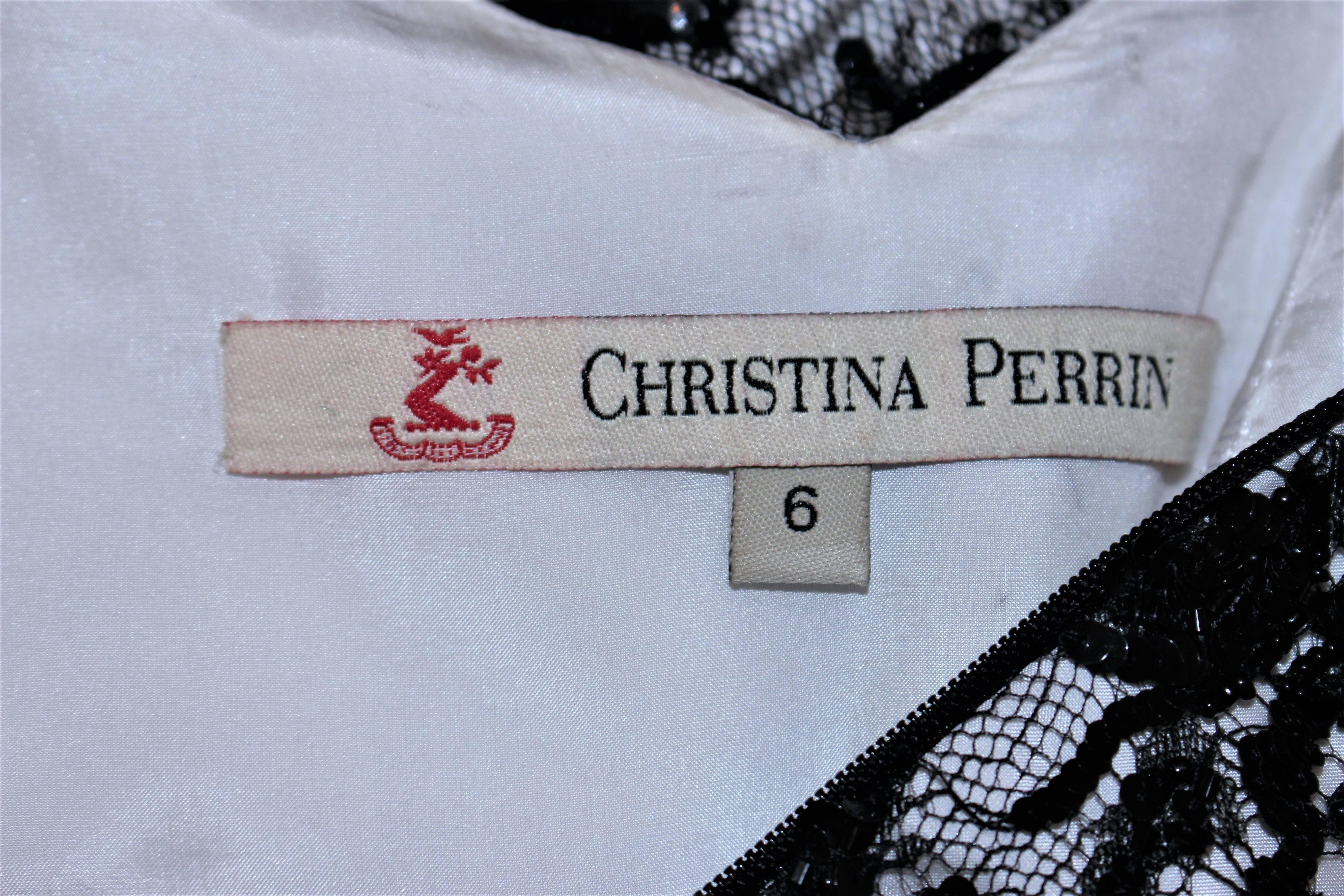 CHRISTINA PERRIN White and Black Beaded Lace Bustier Size 6 For Sale 4